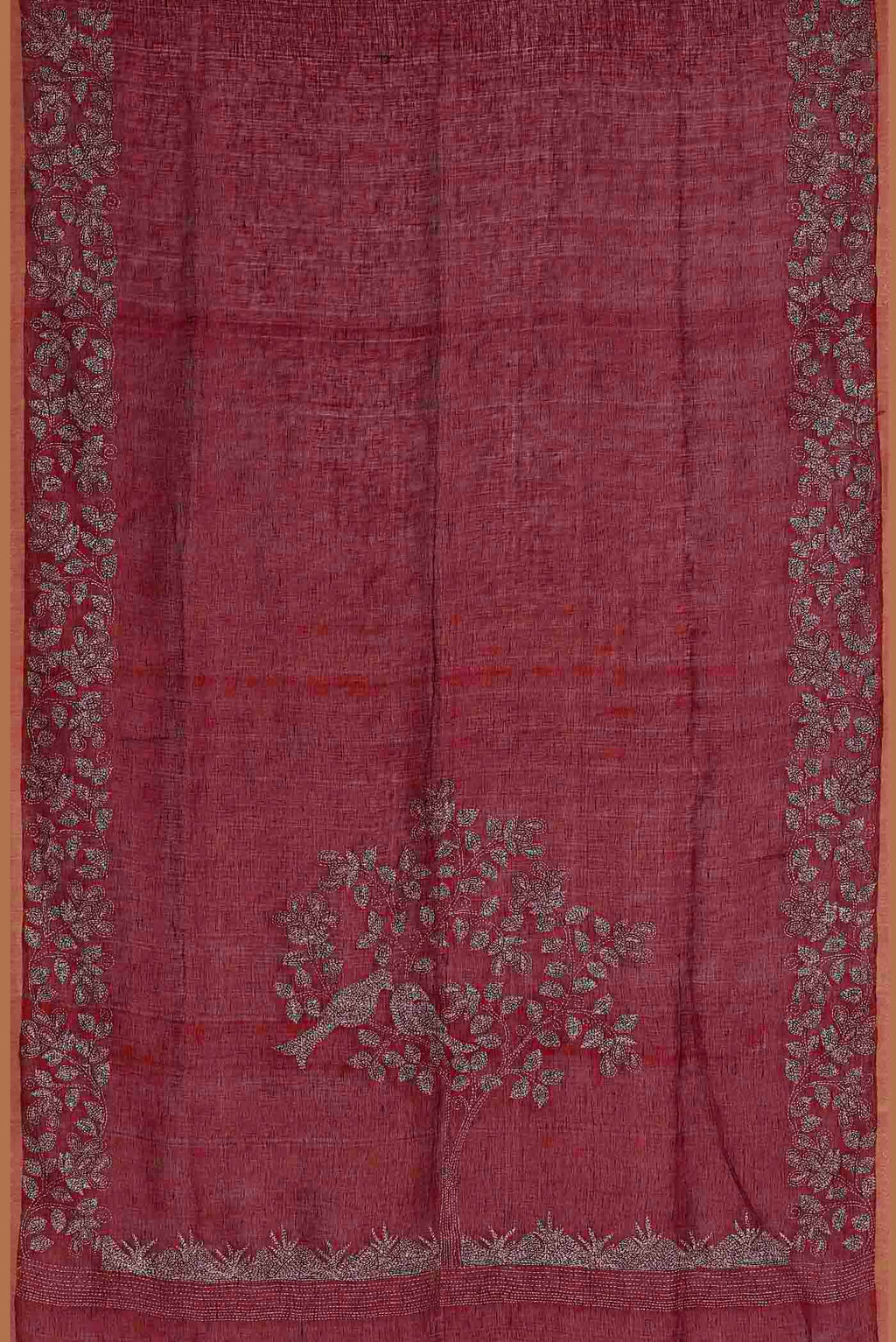 Maroon Bengal Cotton Saree