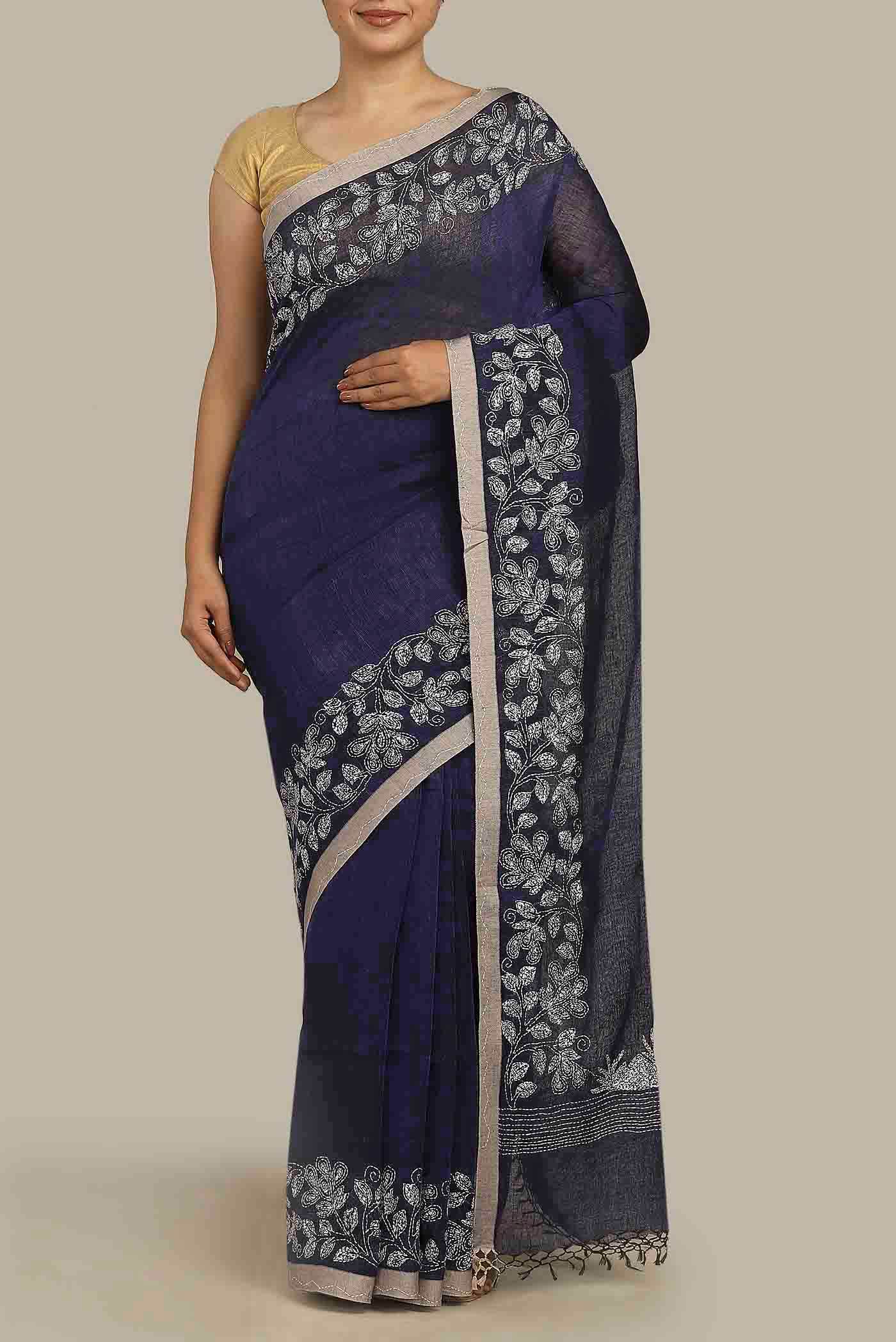 Black Bengal Cotton Saree