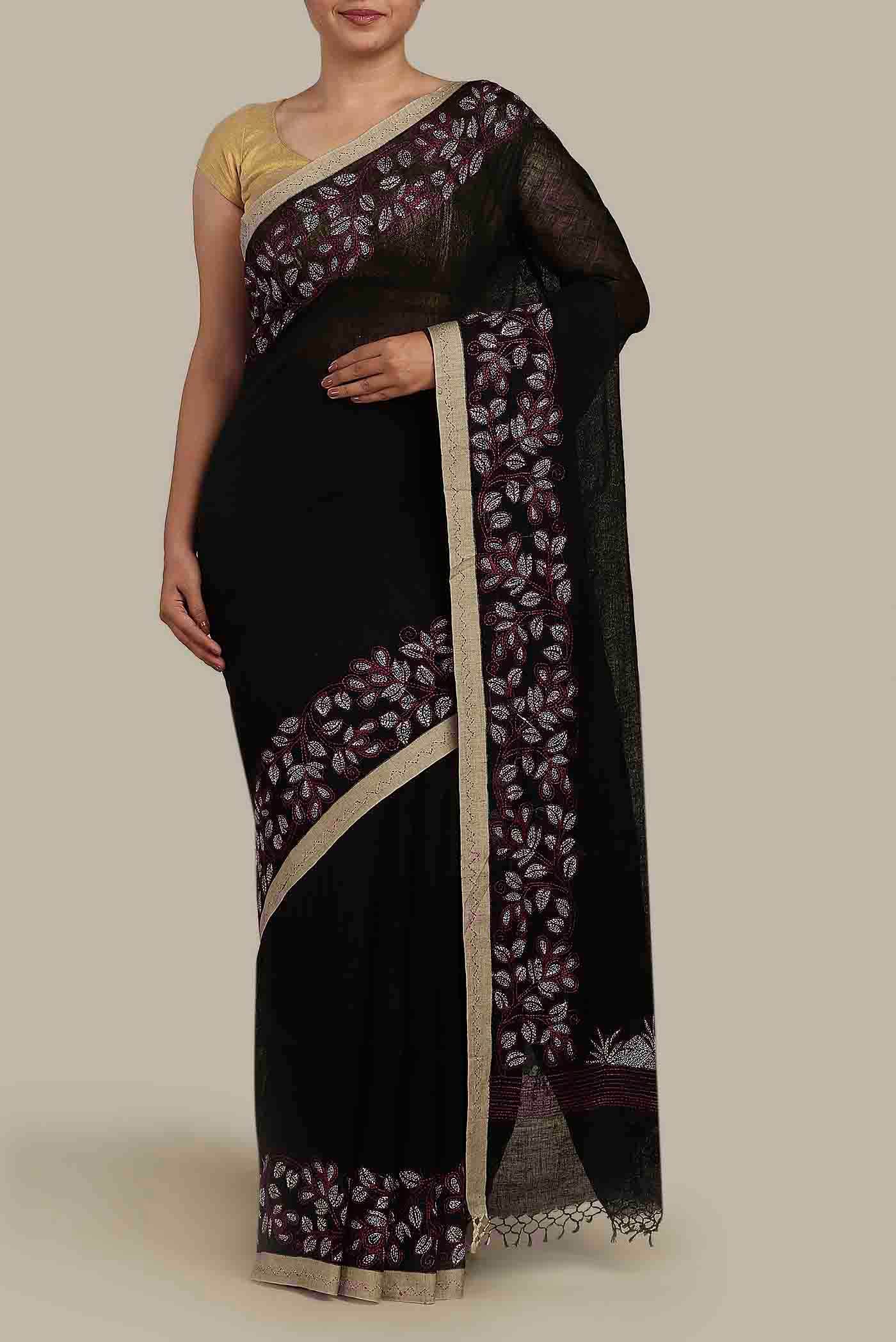 Black Bengal Cotton Saree