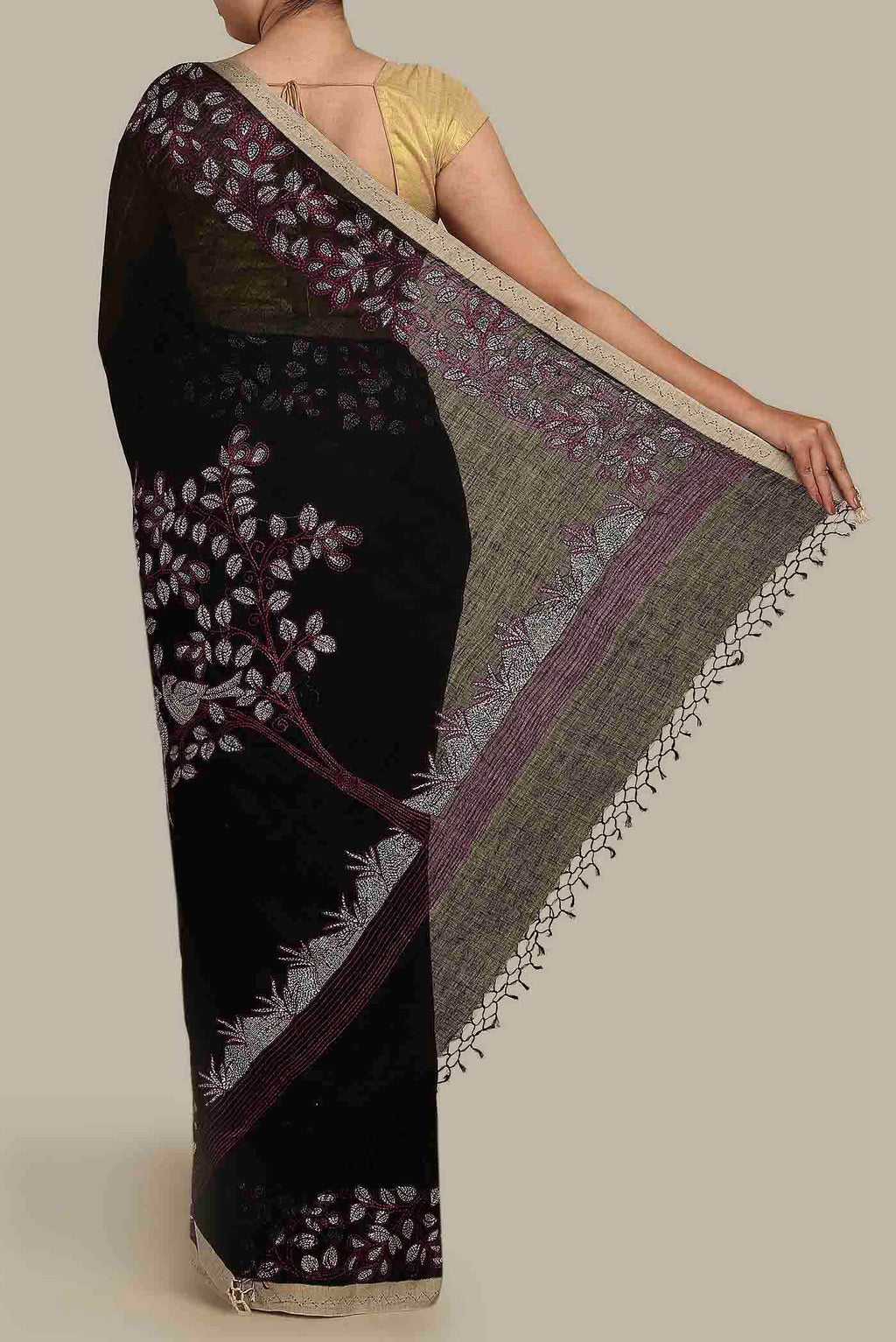 Black Bengal Cotton Saree