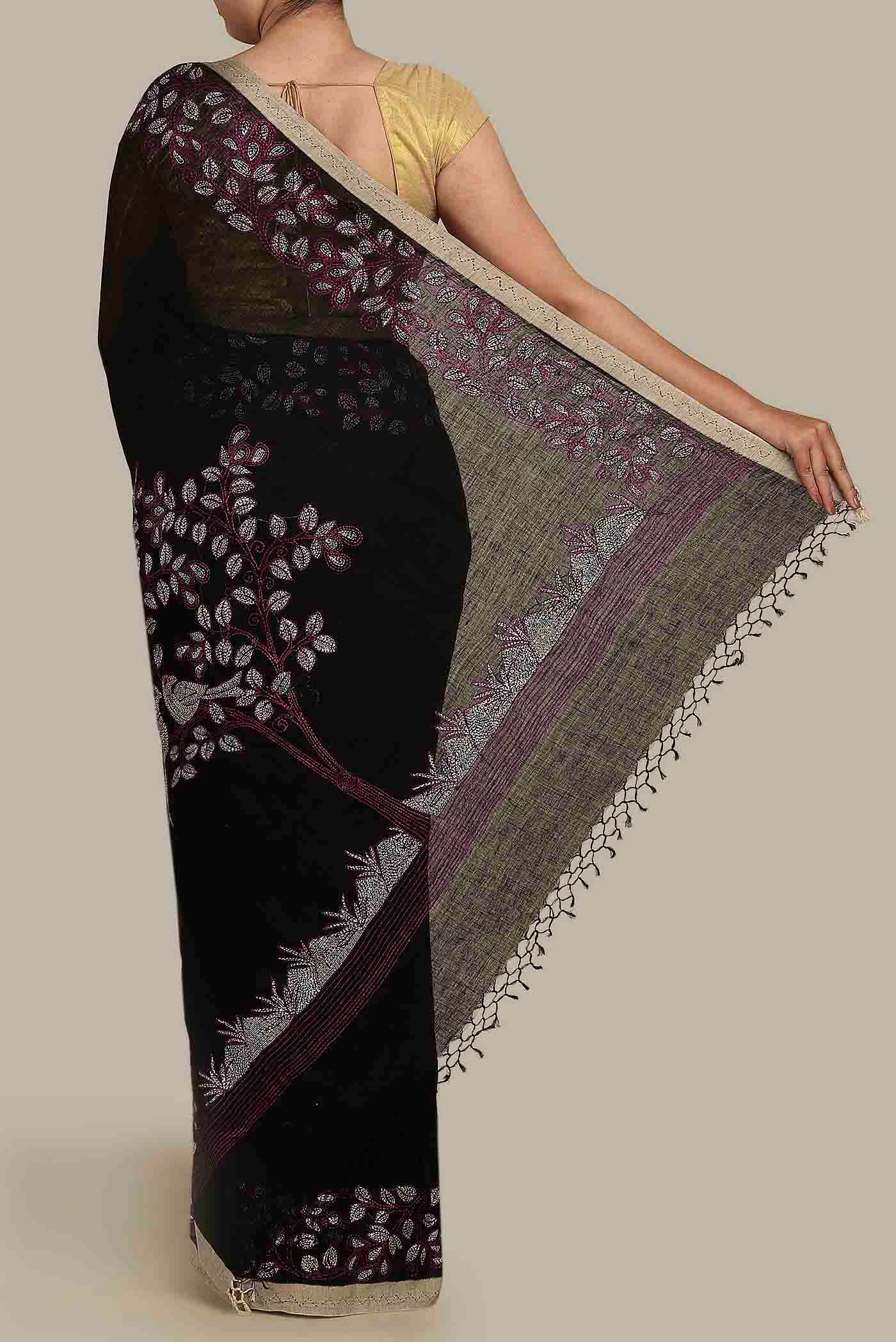 Black Bengal Cotton Saree