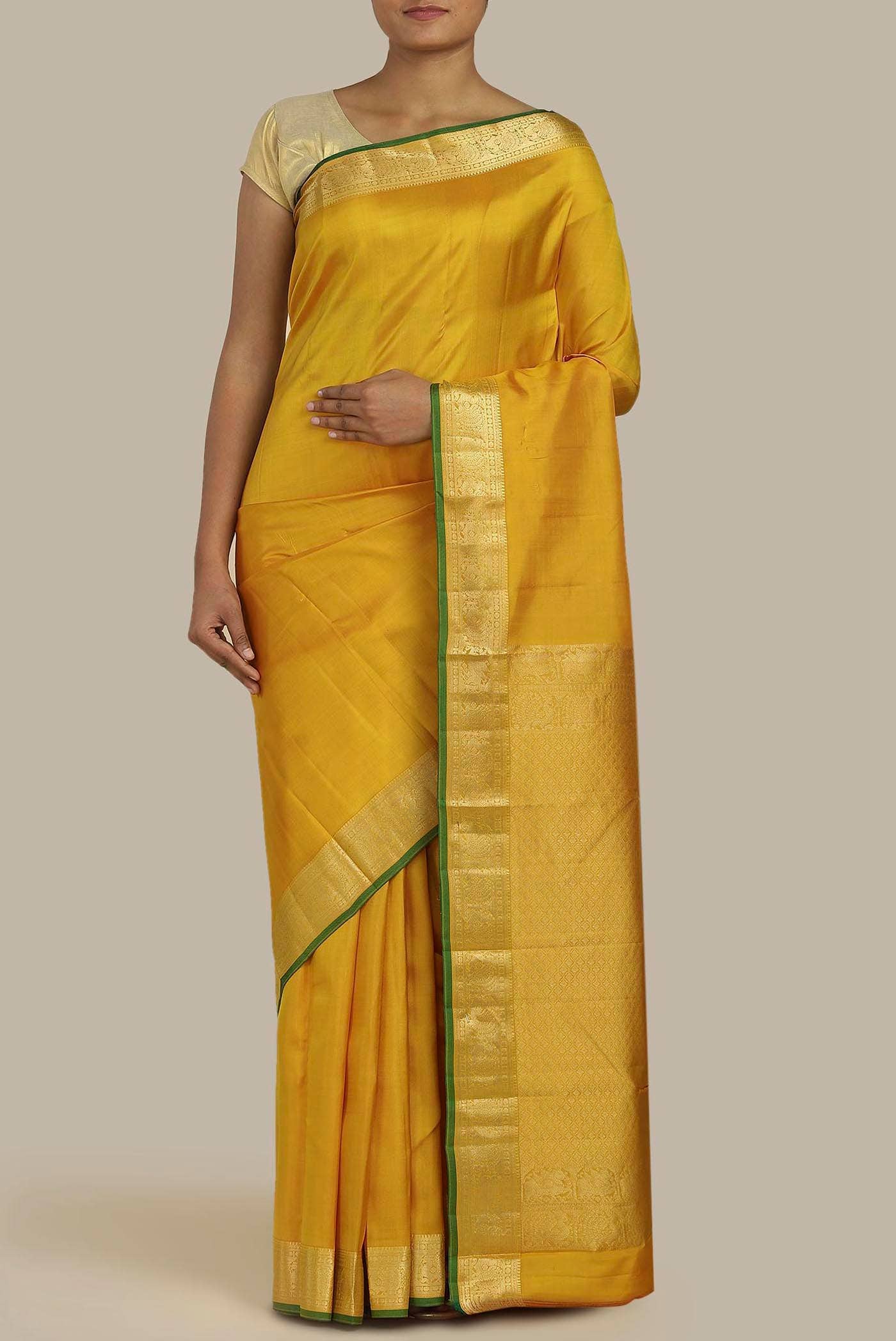 Yellow Kanchipuram Silk Saree