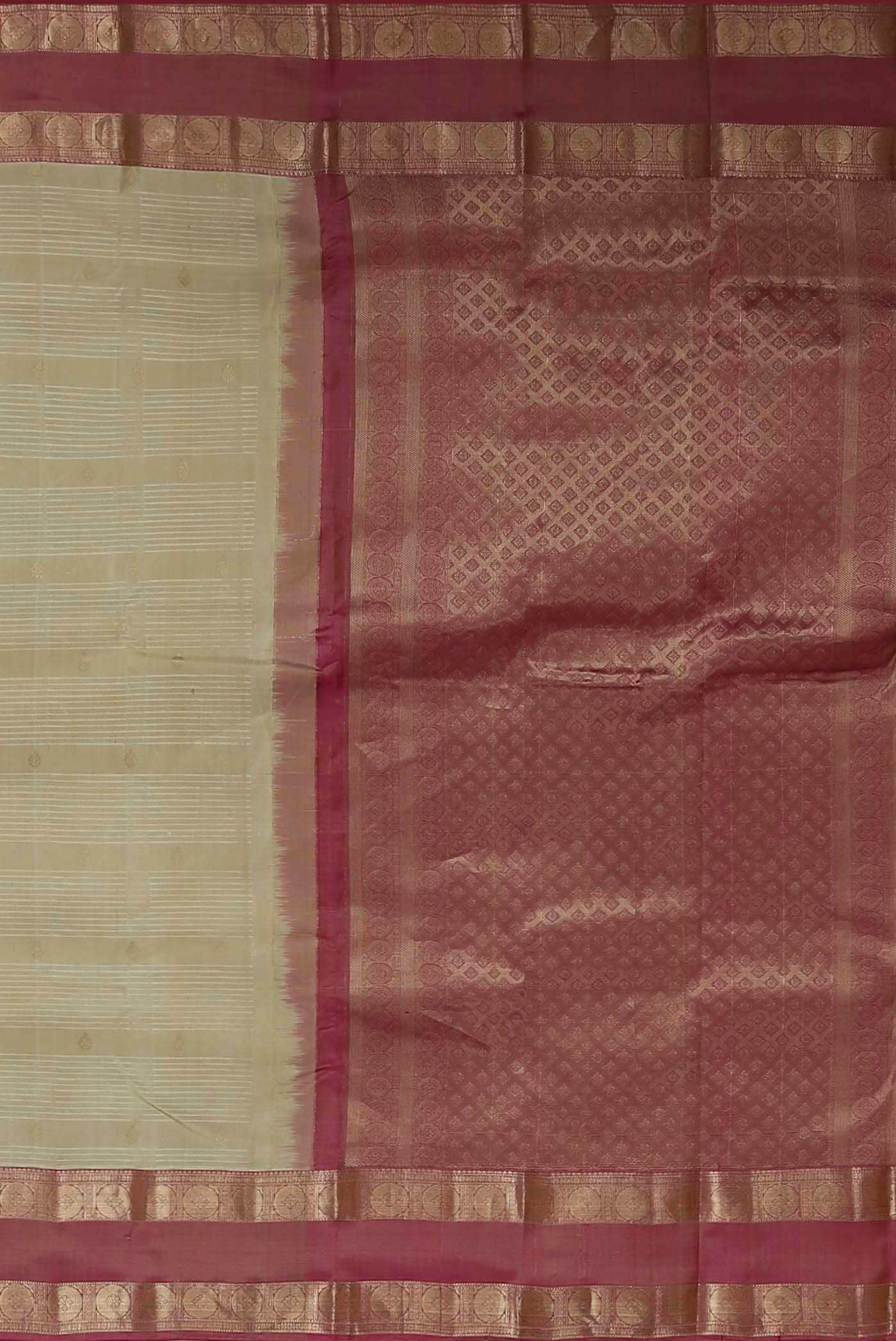 Beige Kanchipuram Silk Saree
