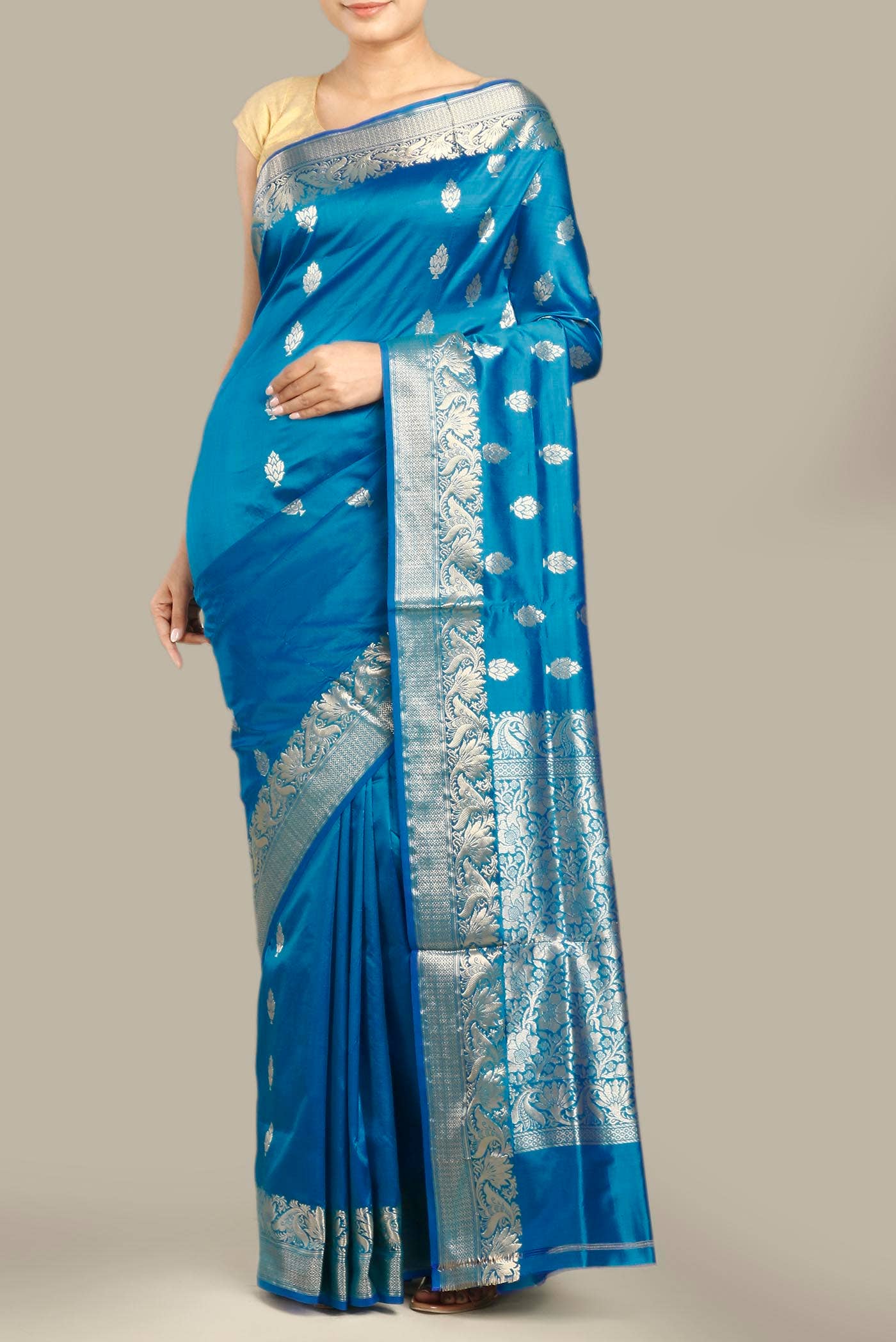 Blue Banarasi Katan Silk Saree