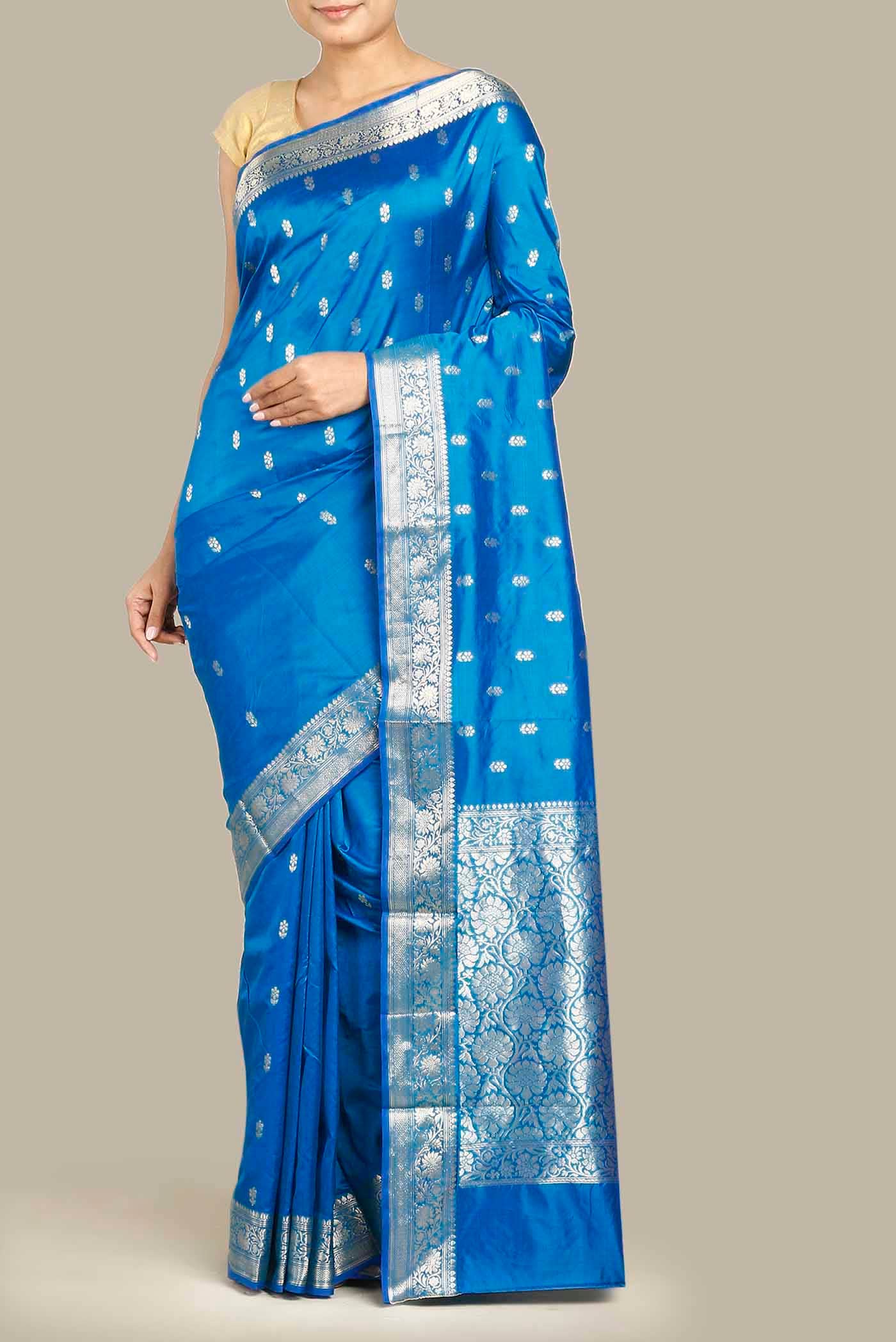 Blue Banarasi Katan Silk Saree