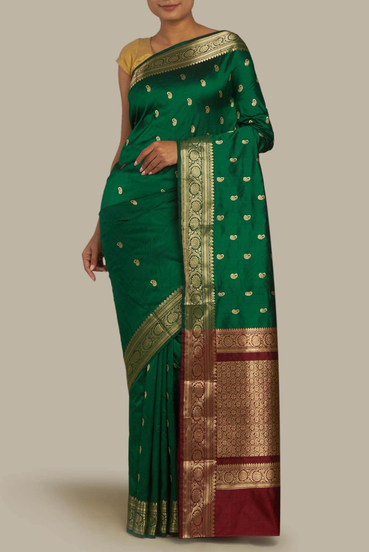 Green Banarasi Katan Silk Saree