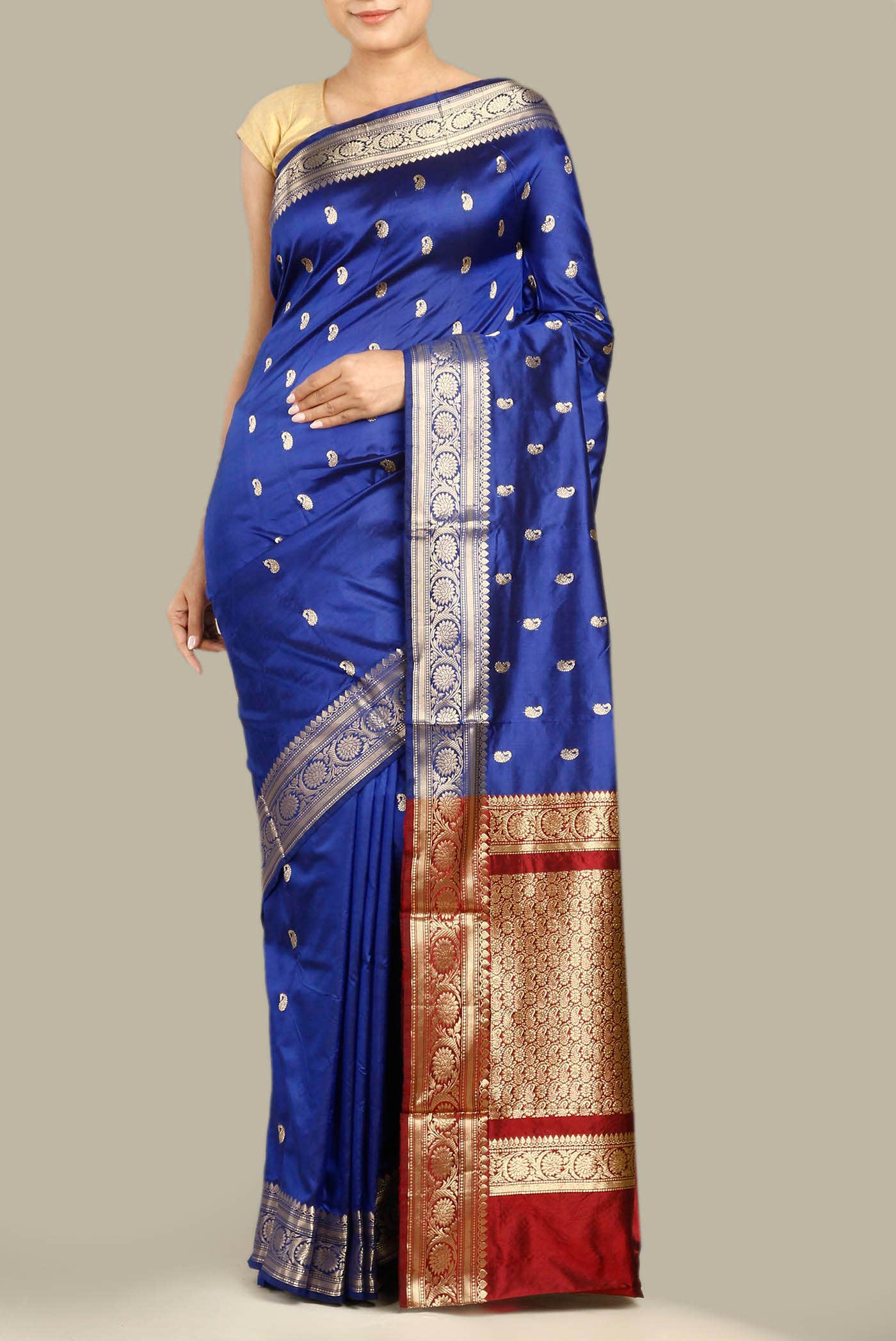 Blue Banarasi Katan Silk Saree