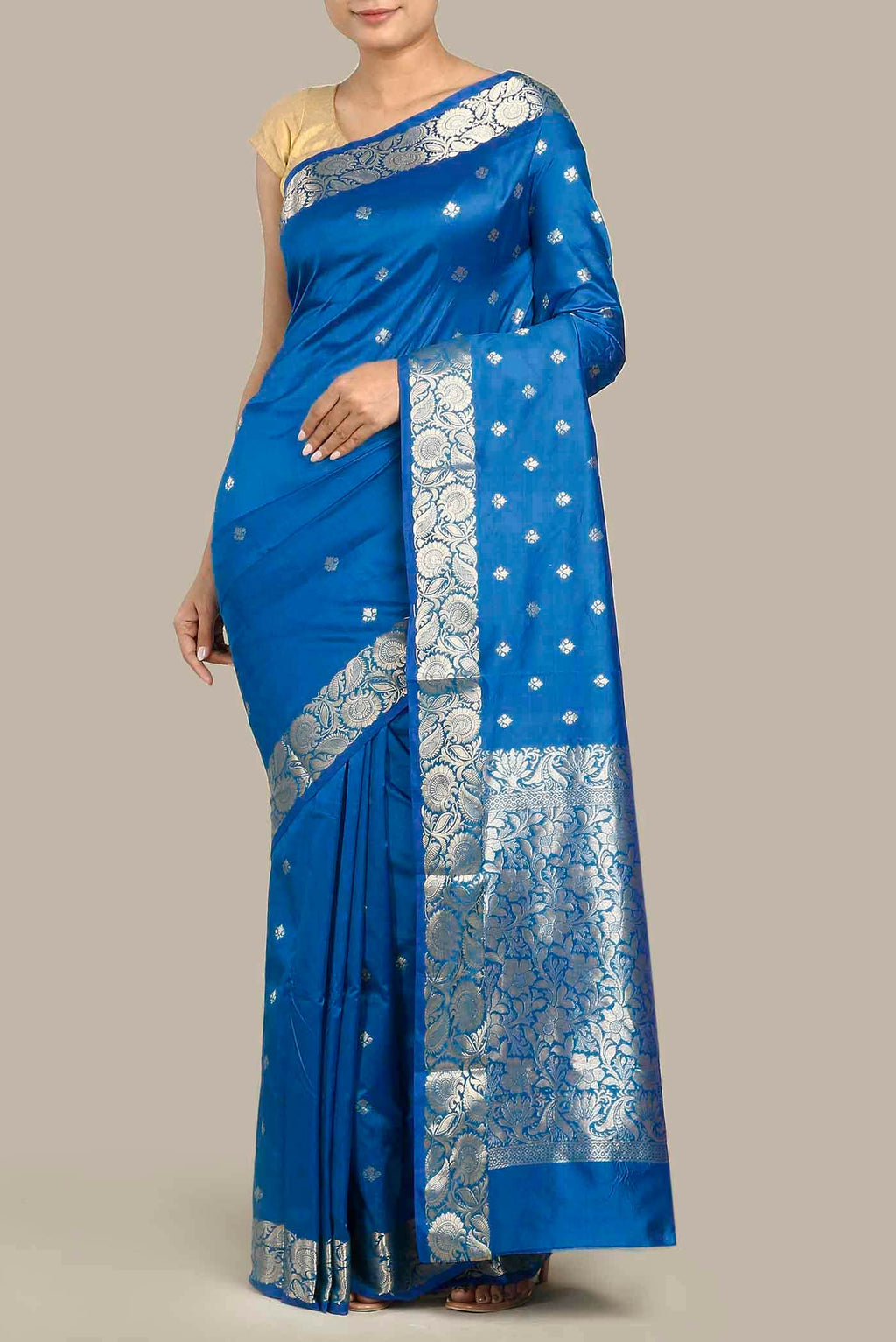 Blue Banarasi Katan Silk Saree