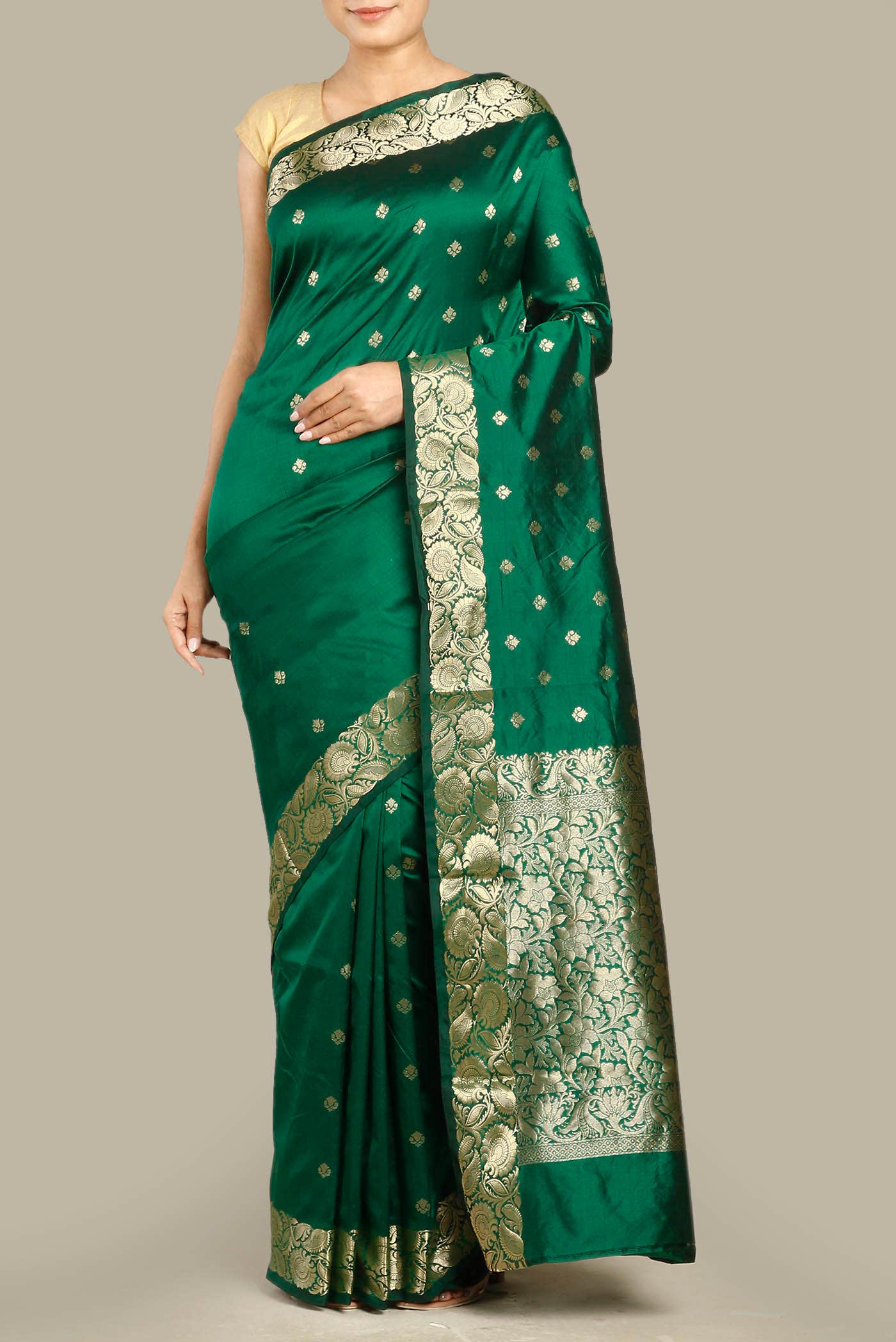 Green Banarasi Katan Silk Saree