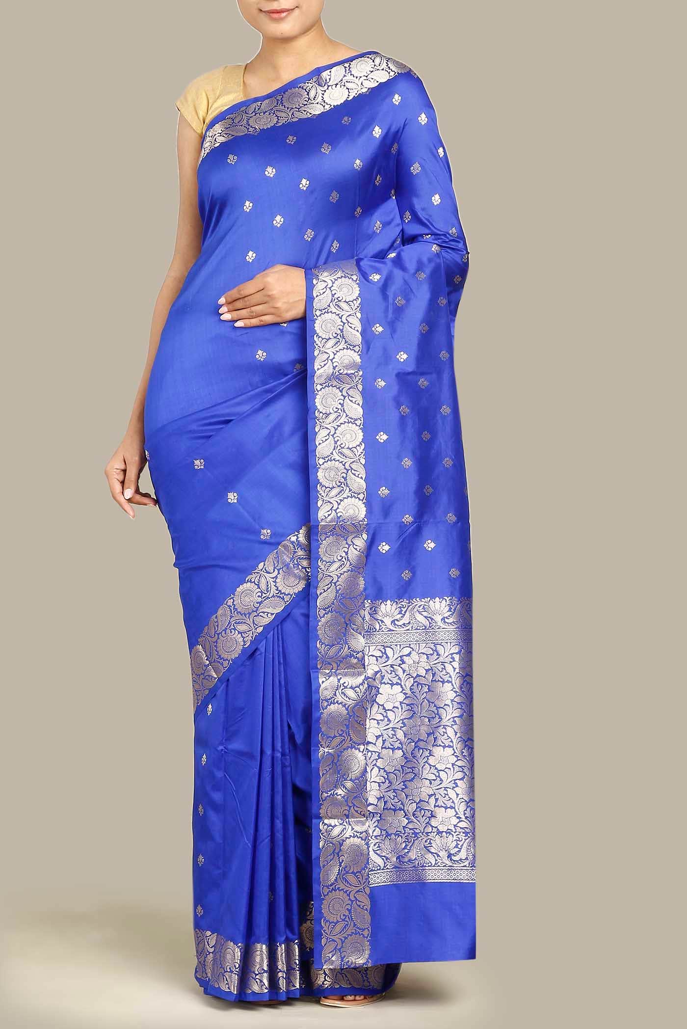 Blue Banarasi Katan Silk Saree