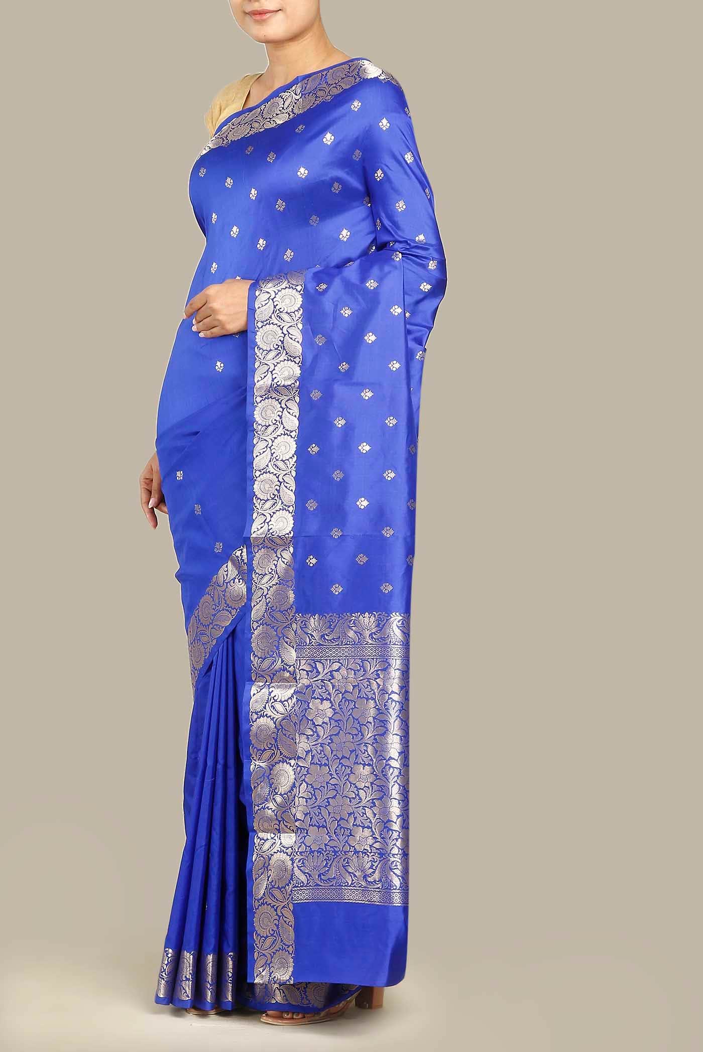 Blue Banarasi Katan Silk Saree