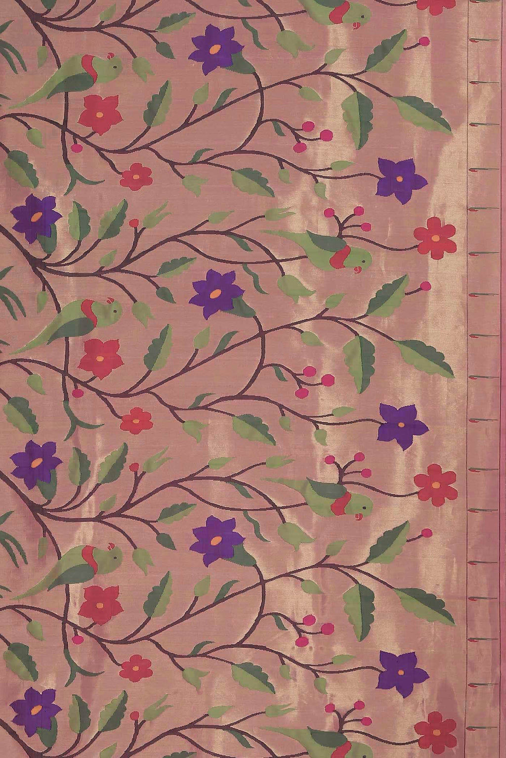 Coral Paithani Silk Saree