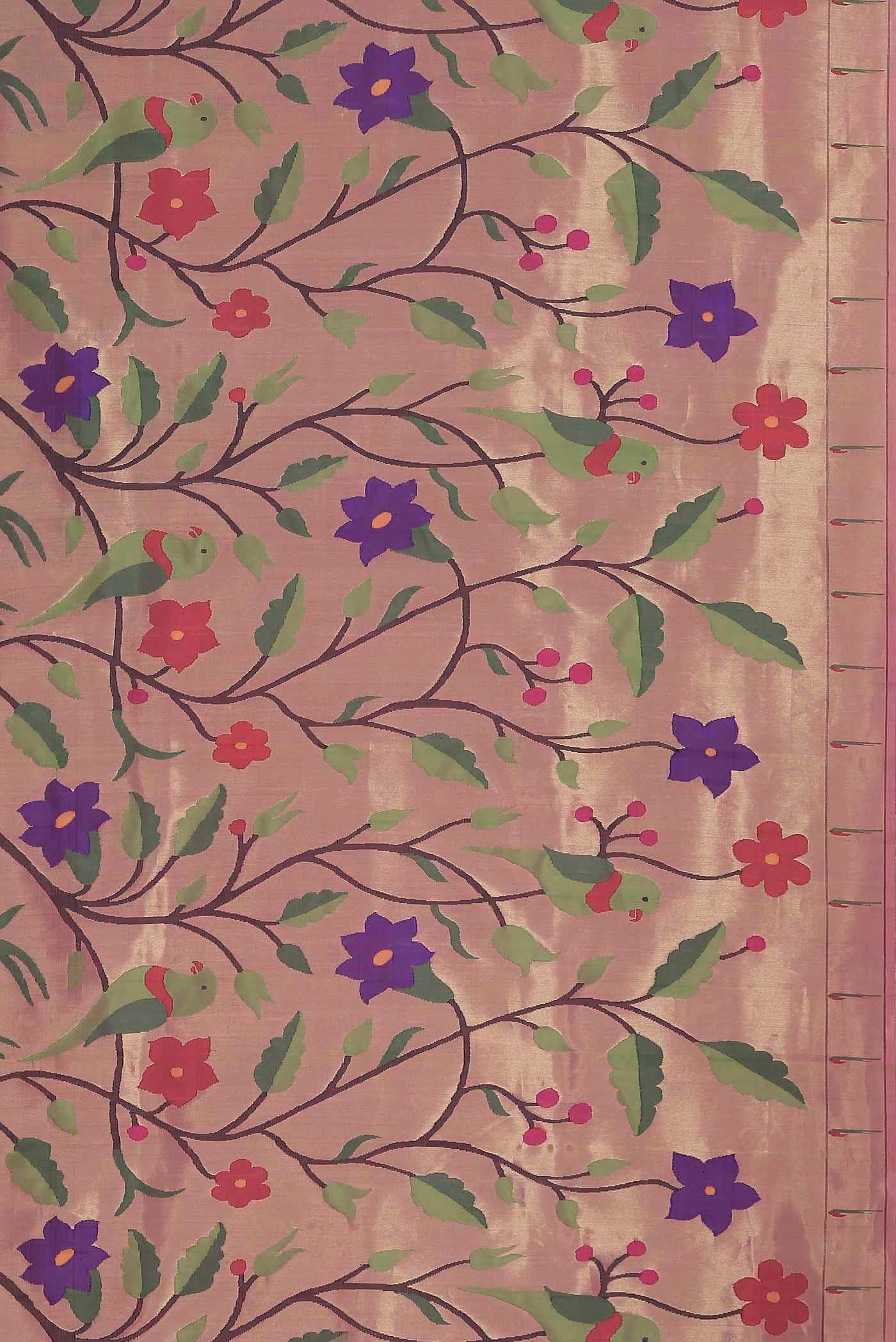 Coral Paithani Silk Saree