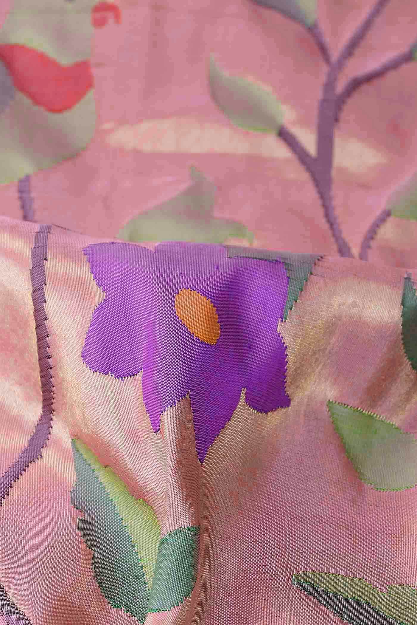 Coral Paithani Silk Saree