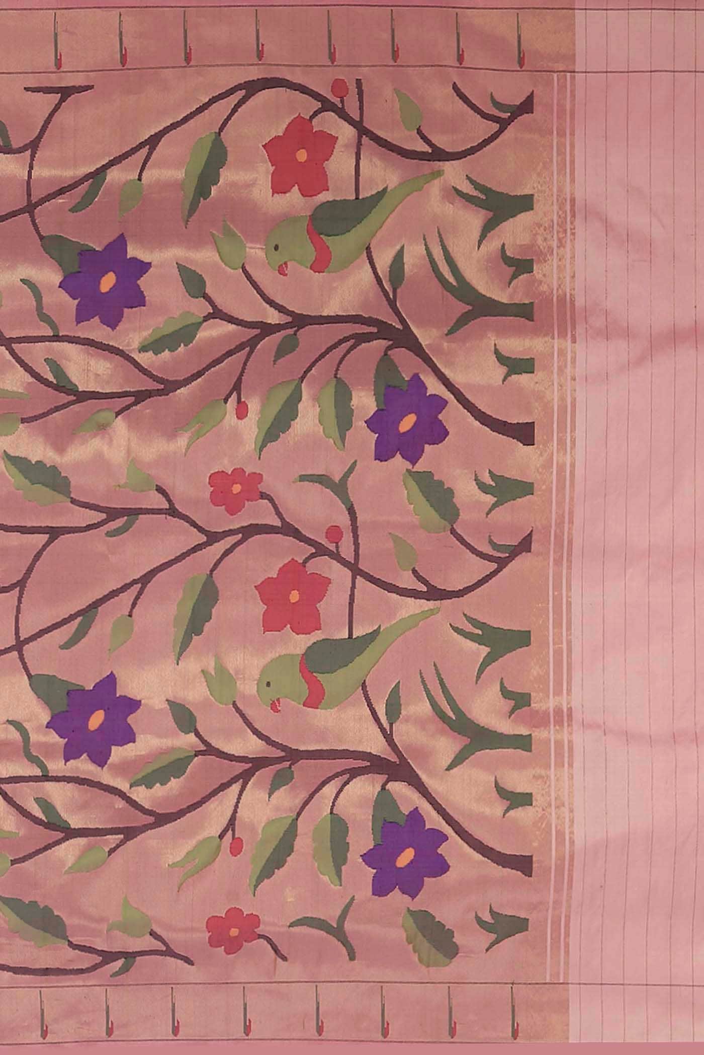 Coral Paithani Silk Saree