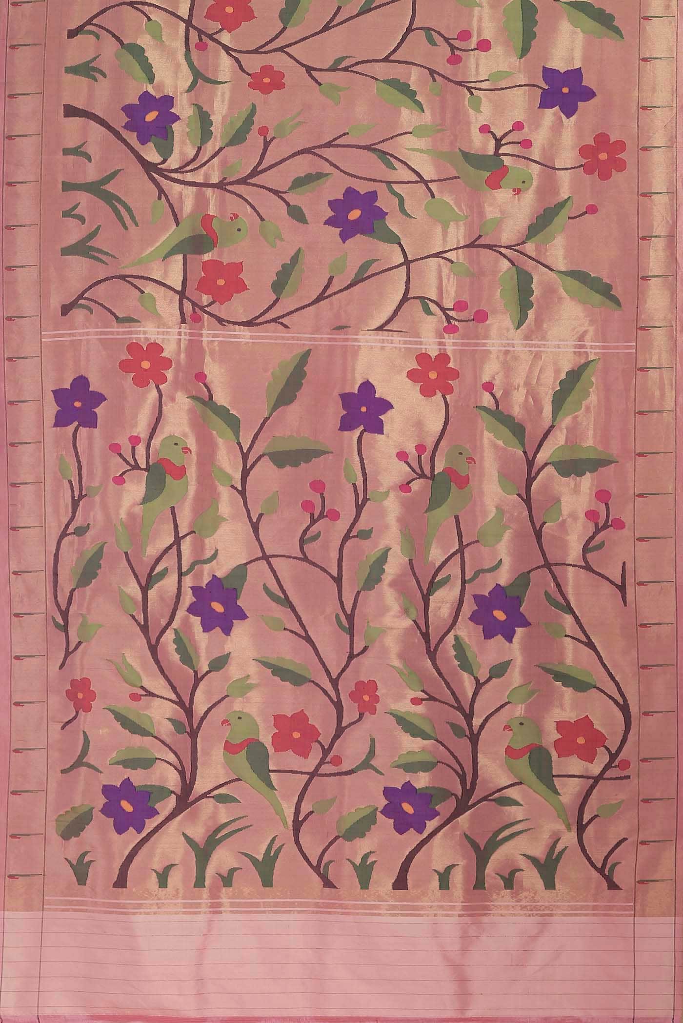 Coral Paithani Silk Saree