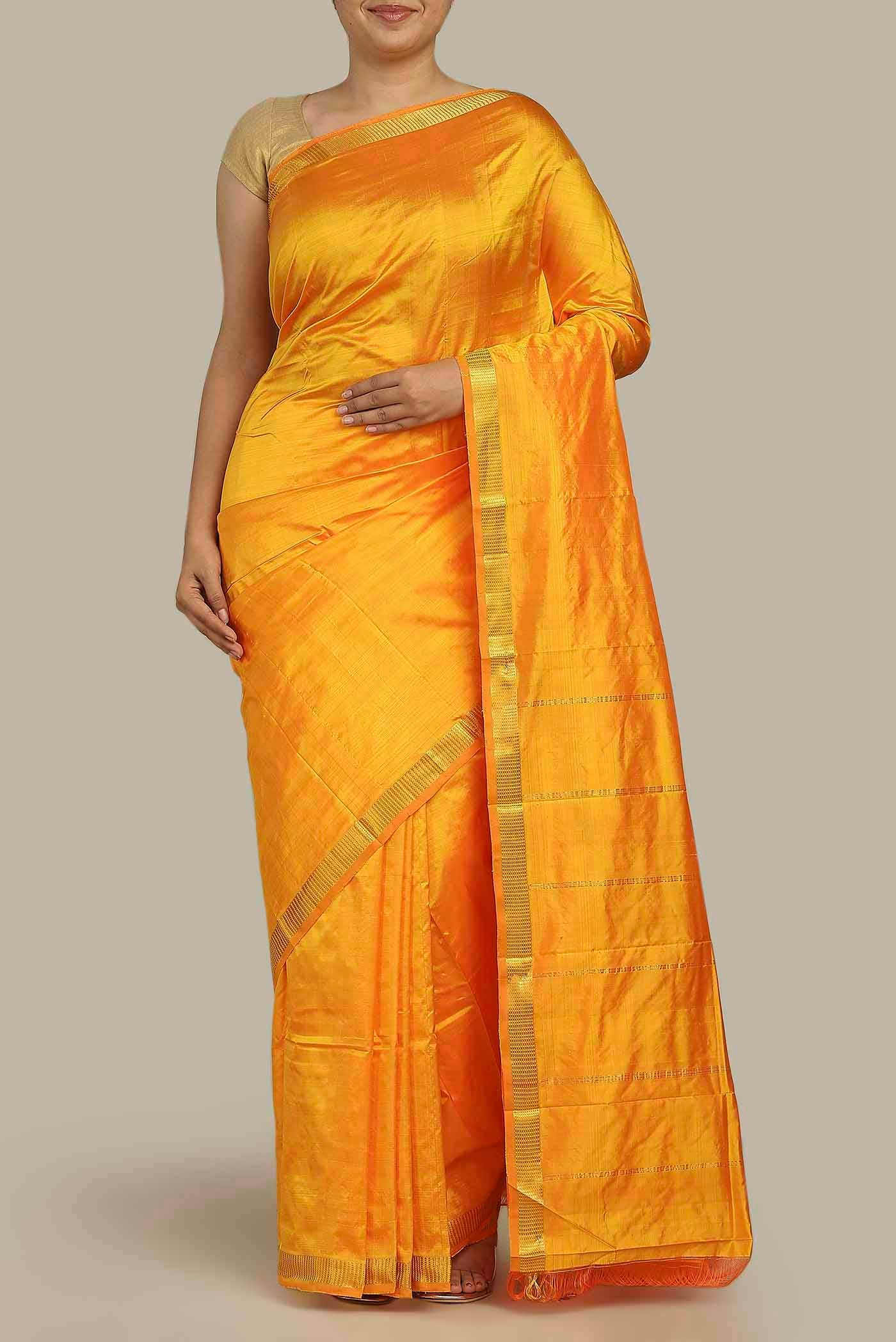 Orange Kanchipuram Silk Saree