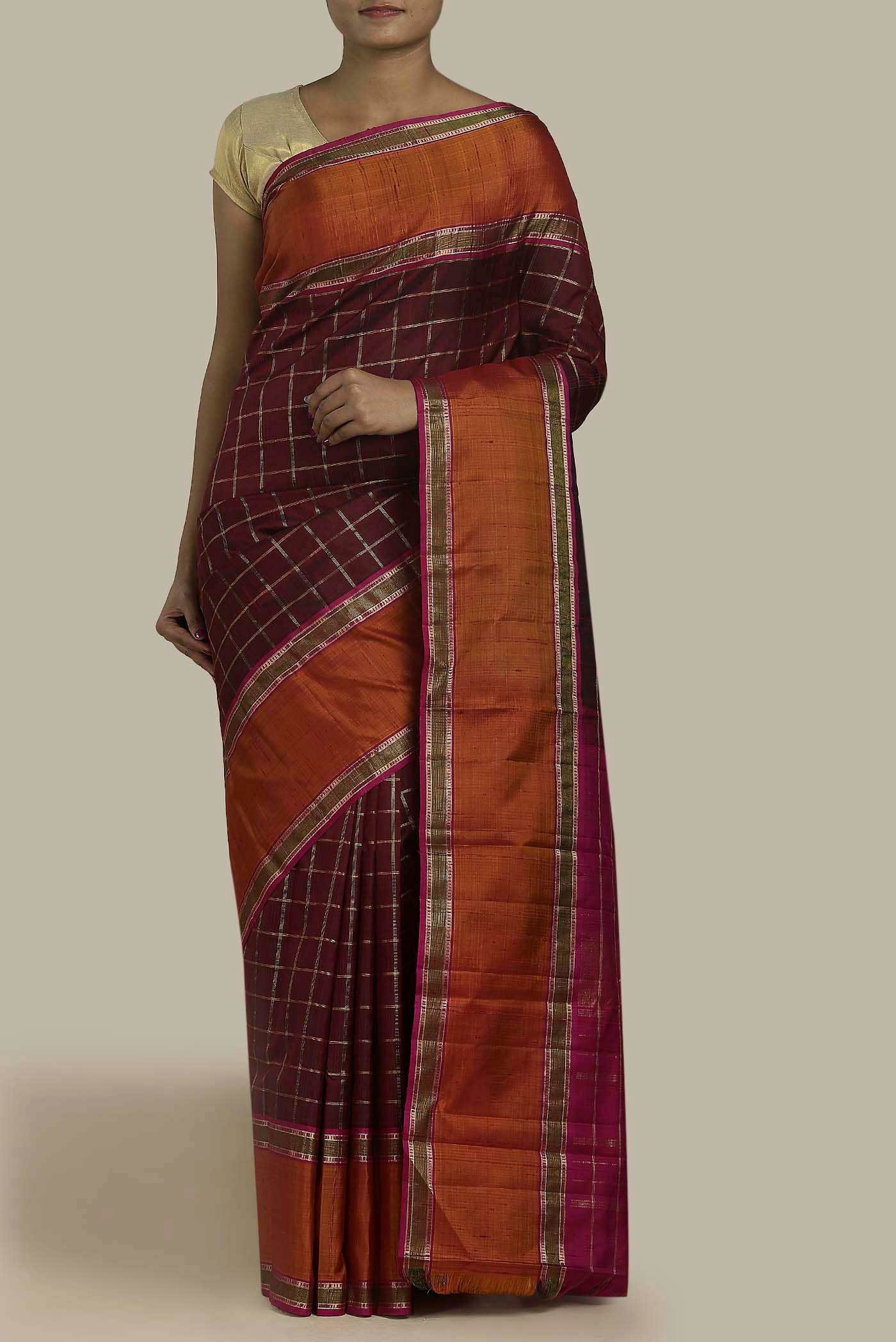 Maroon Kanchipuram Silk Saree