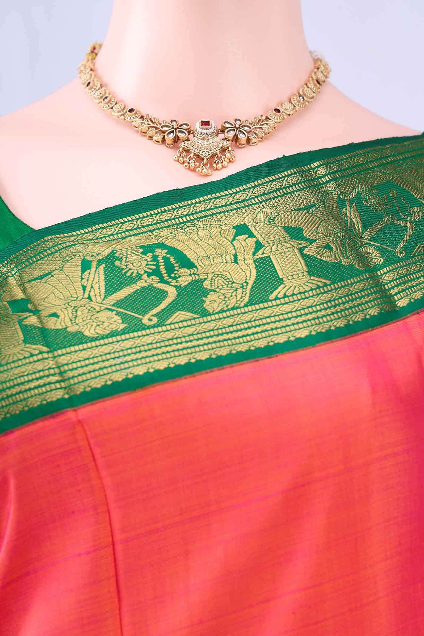 Pink Dual Tone Kanchipuram Silk Saree