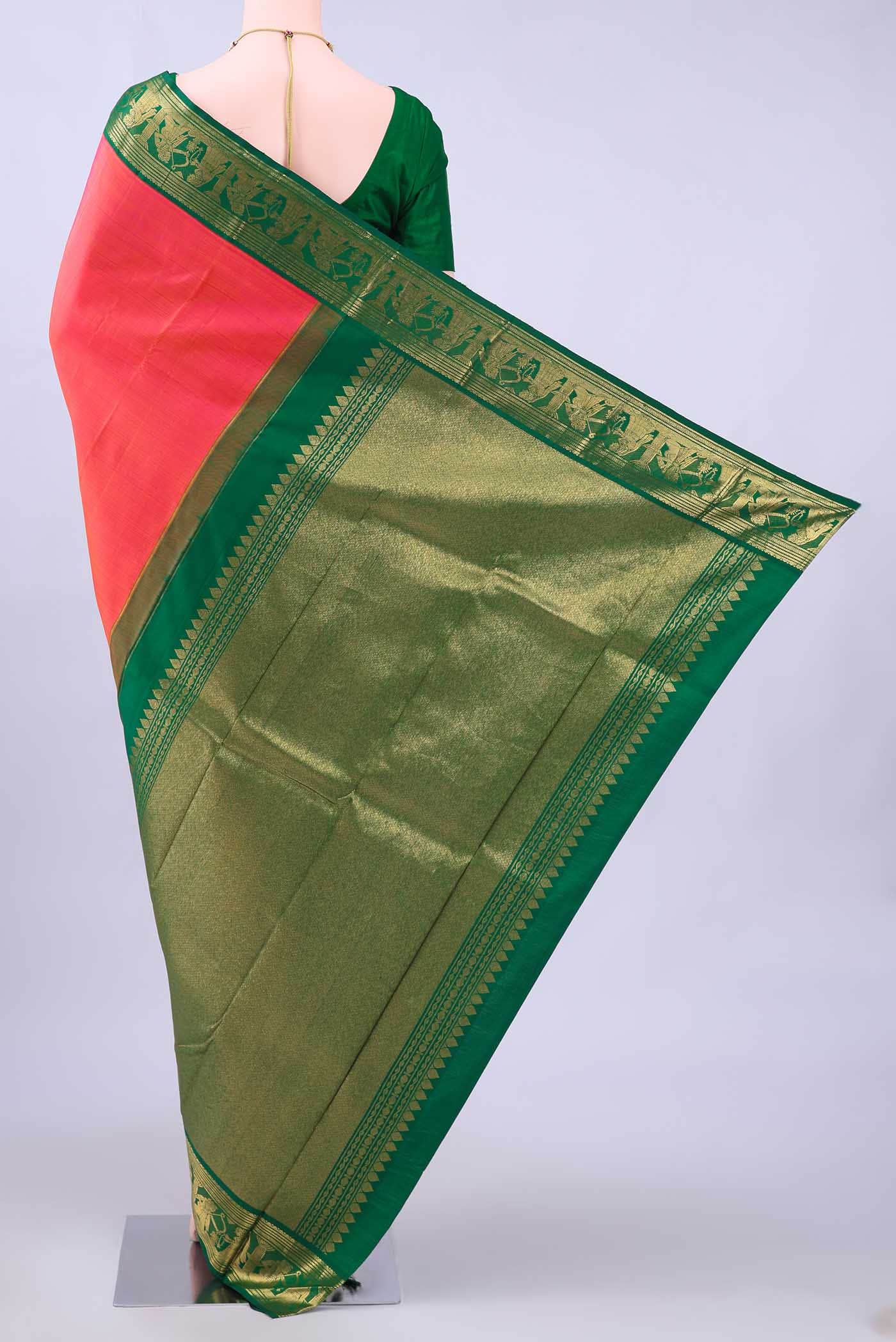 Pink Dual Tone Kanchipuram Silk Saree