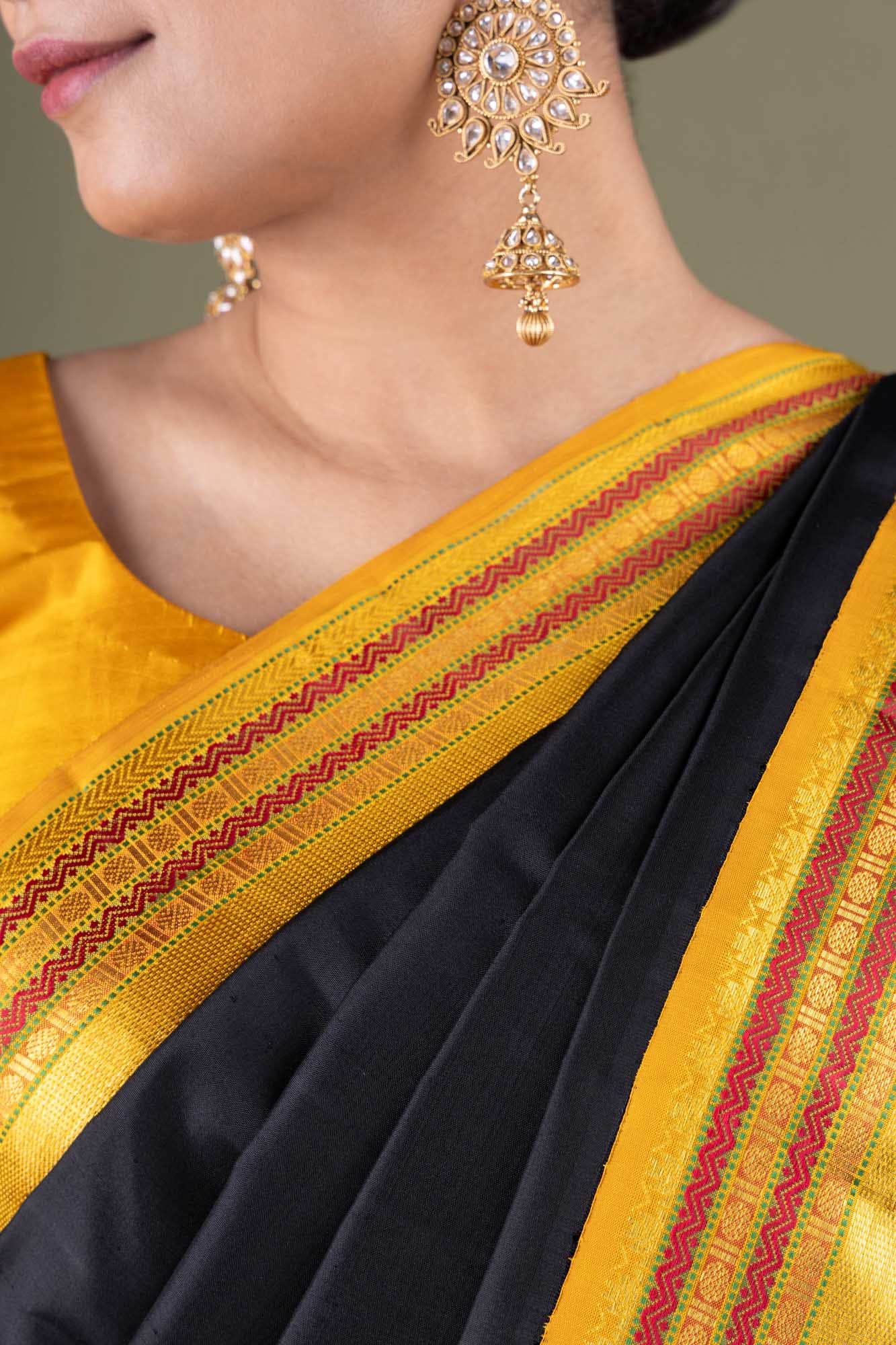 Pure Silk Pure Zari Black Kanchipuram Saree