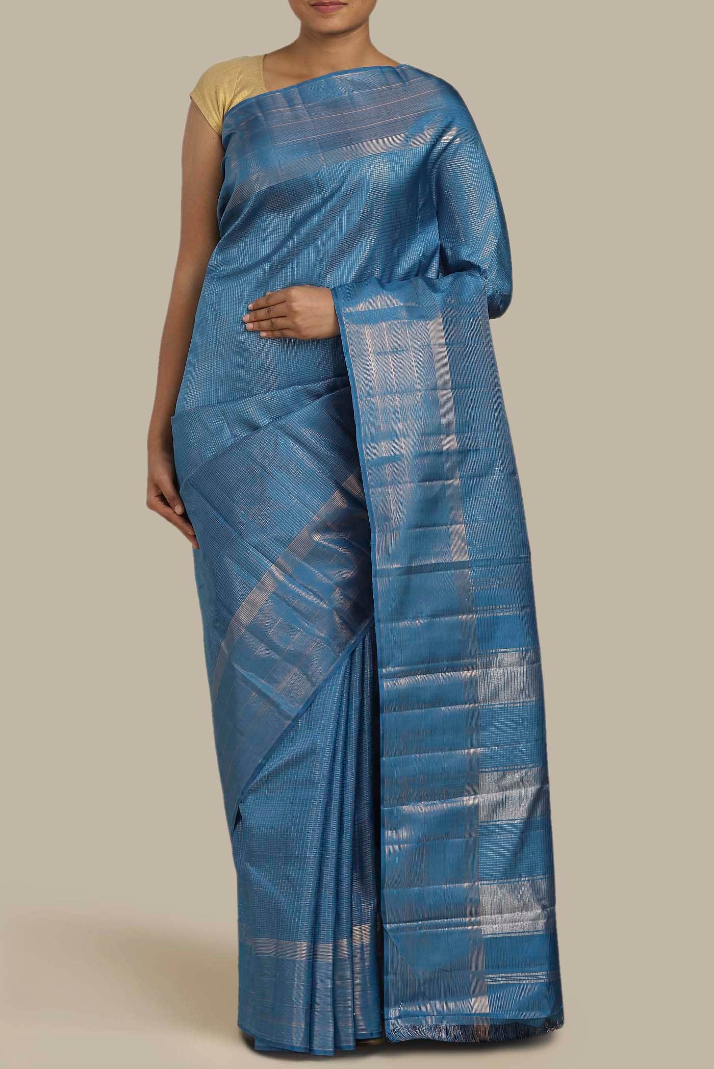 Blue Kanchipuram Silk Saree