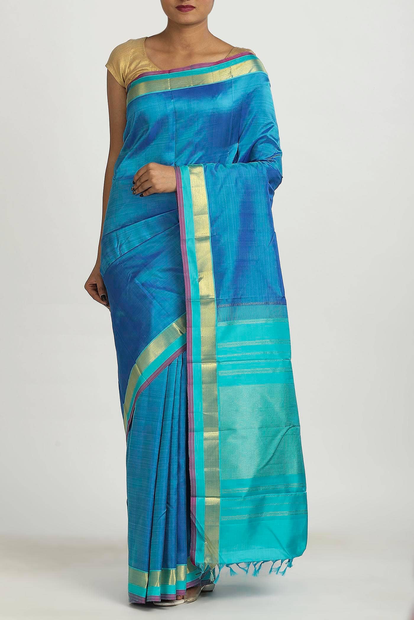 Blue Kanchipuram Silk Saree