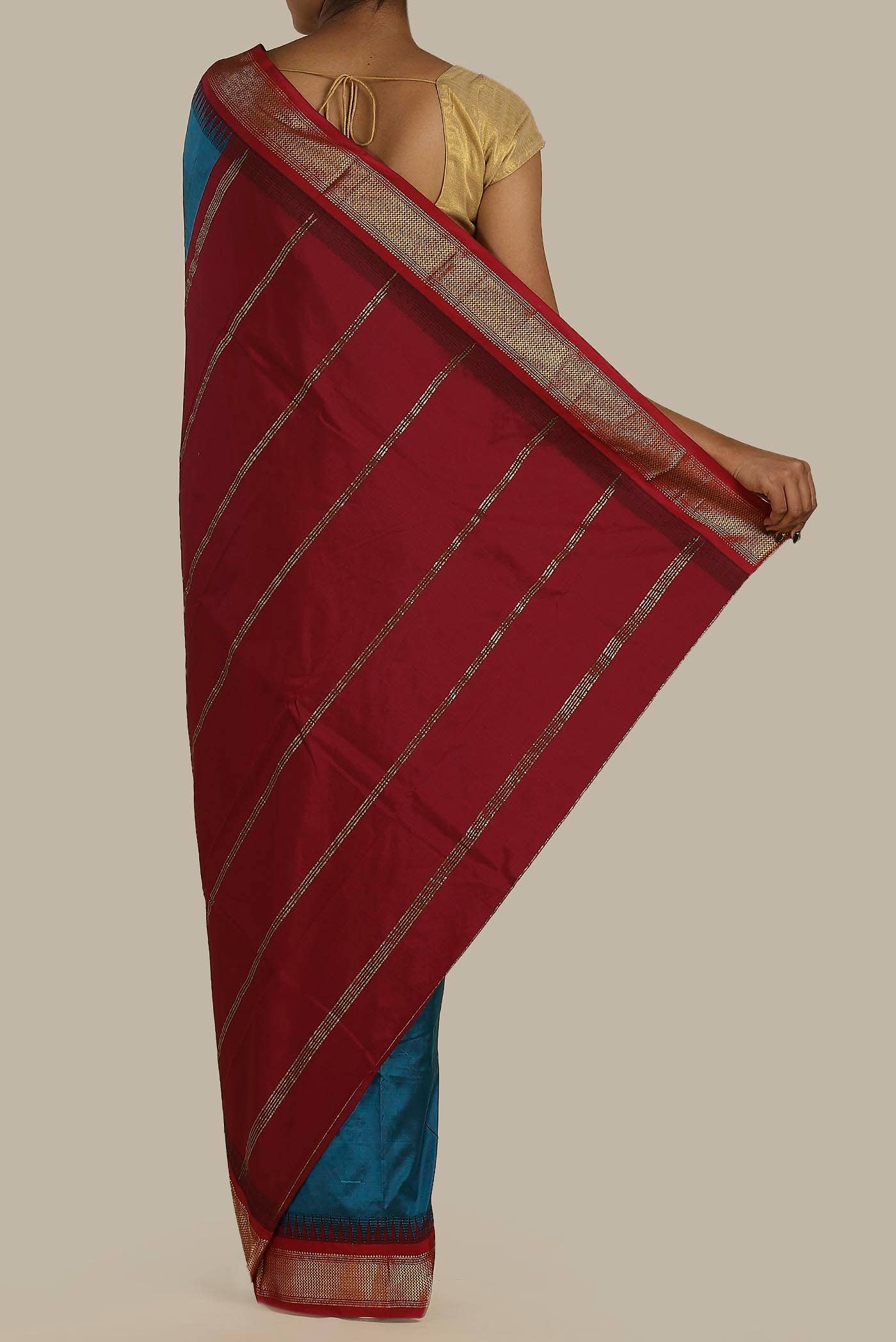Blue Dual Tone Bangalore Silk Saree