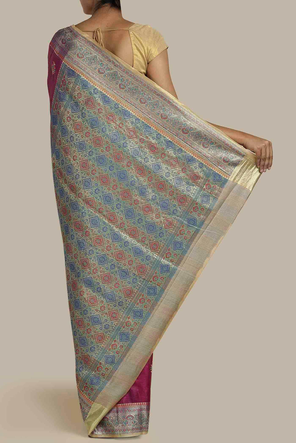 Pink Banarasi Tussar Silk Saree
