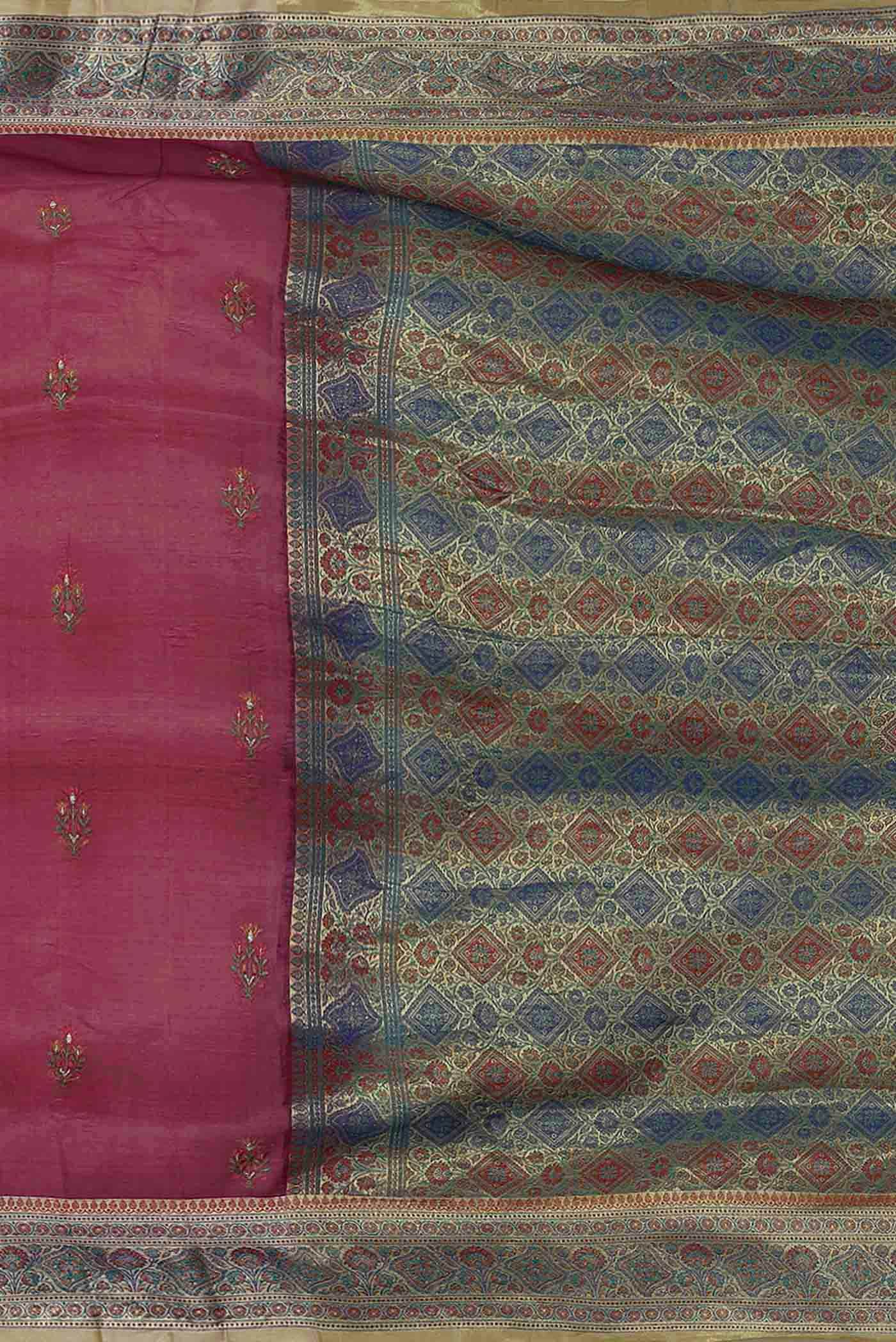 Pink Banarasi Tussar Silk Saree