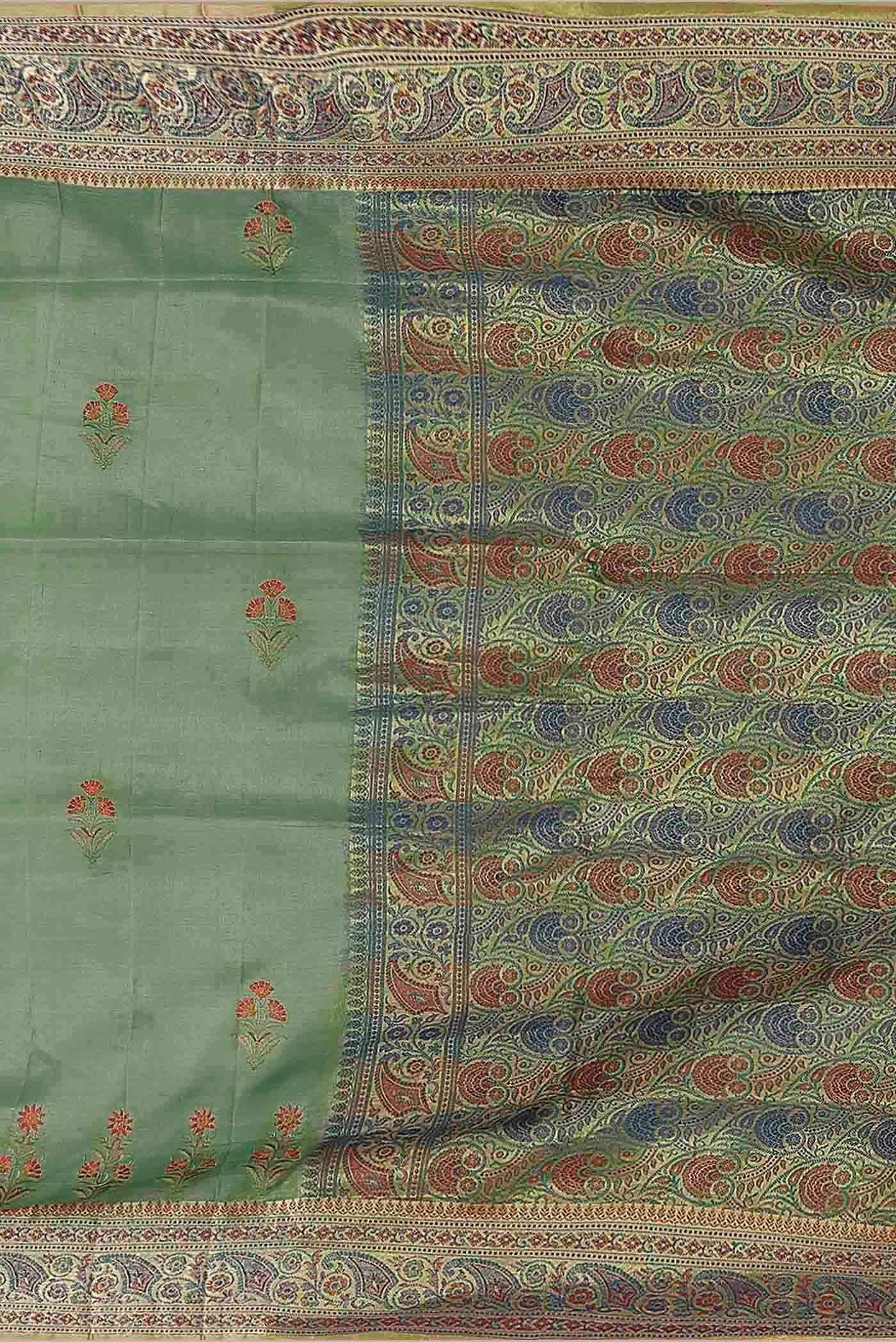 Green Banarasi Tussar Silk Saree