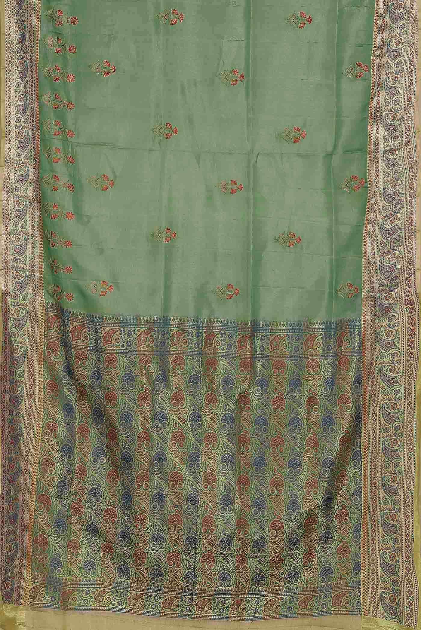 Green Banarasi Tussar Silk Saree