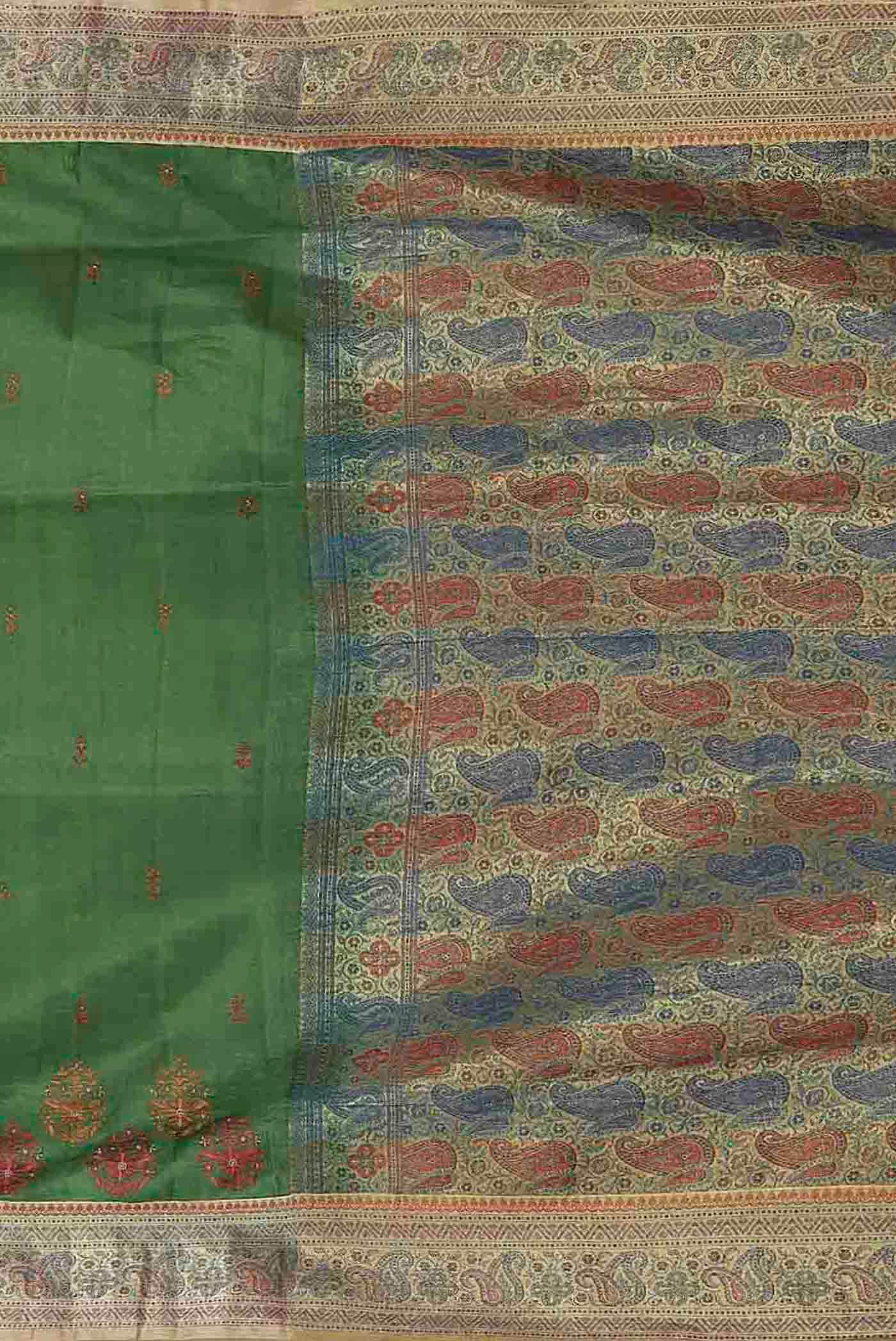 Green Banarasi Tussar Silk Saree