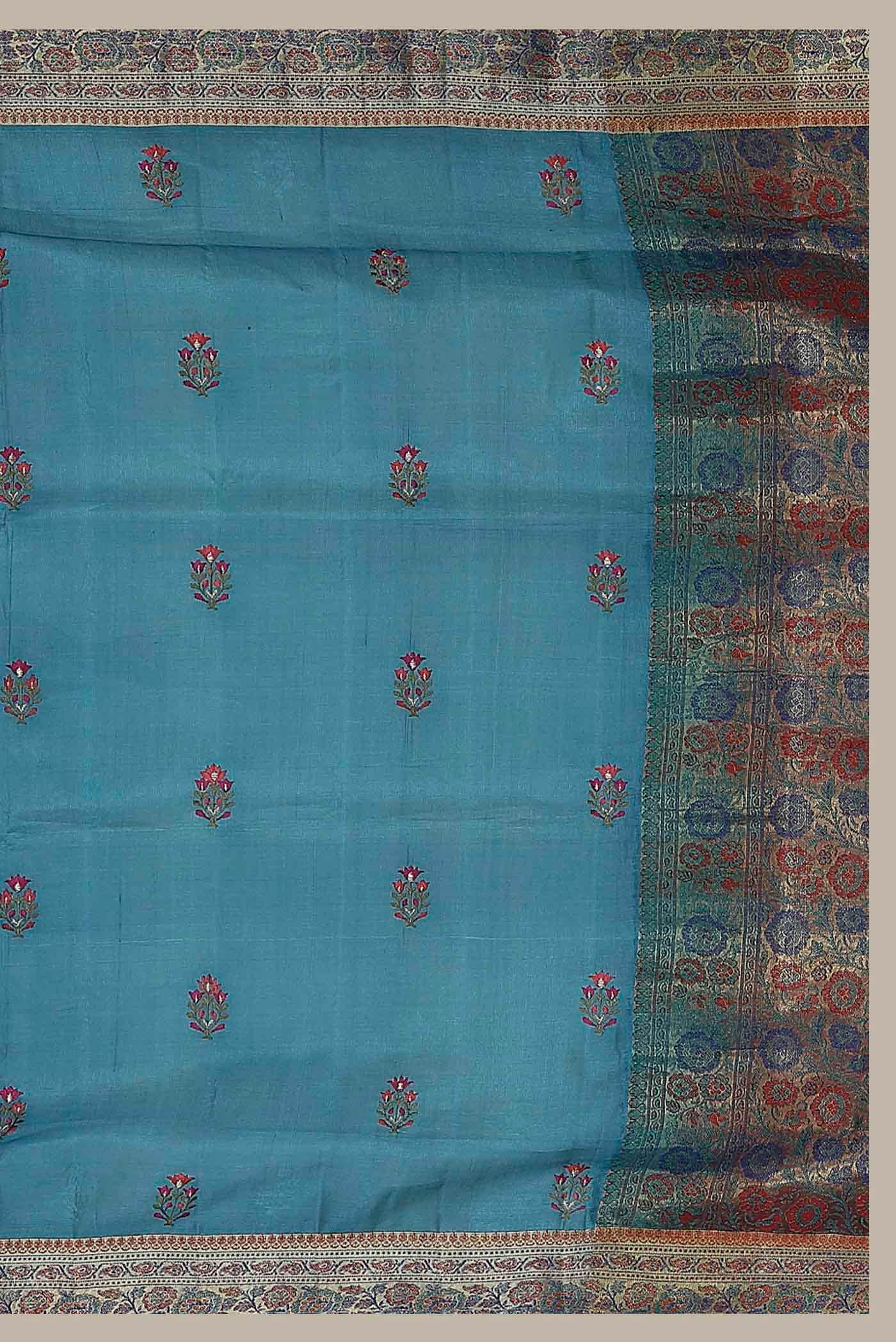 Blue Banarasi Tussar Silk Saree