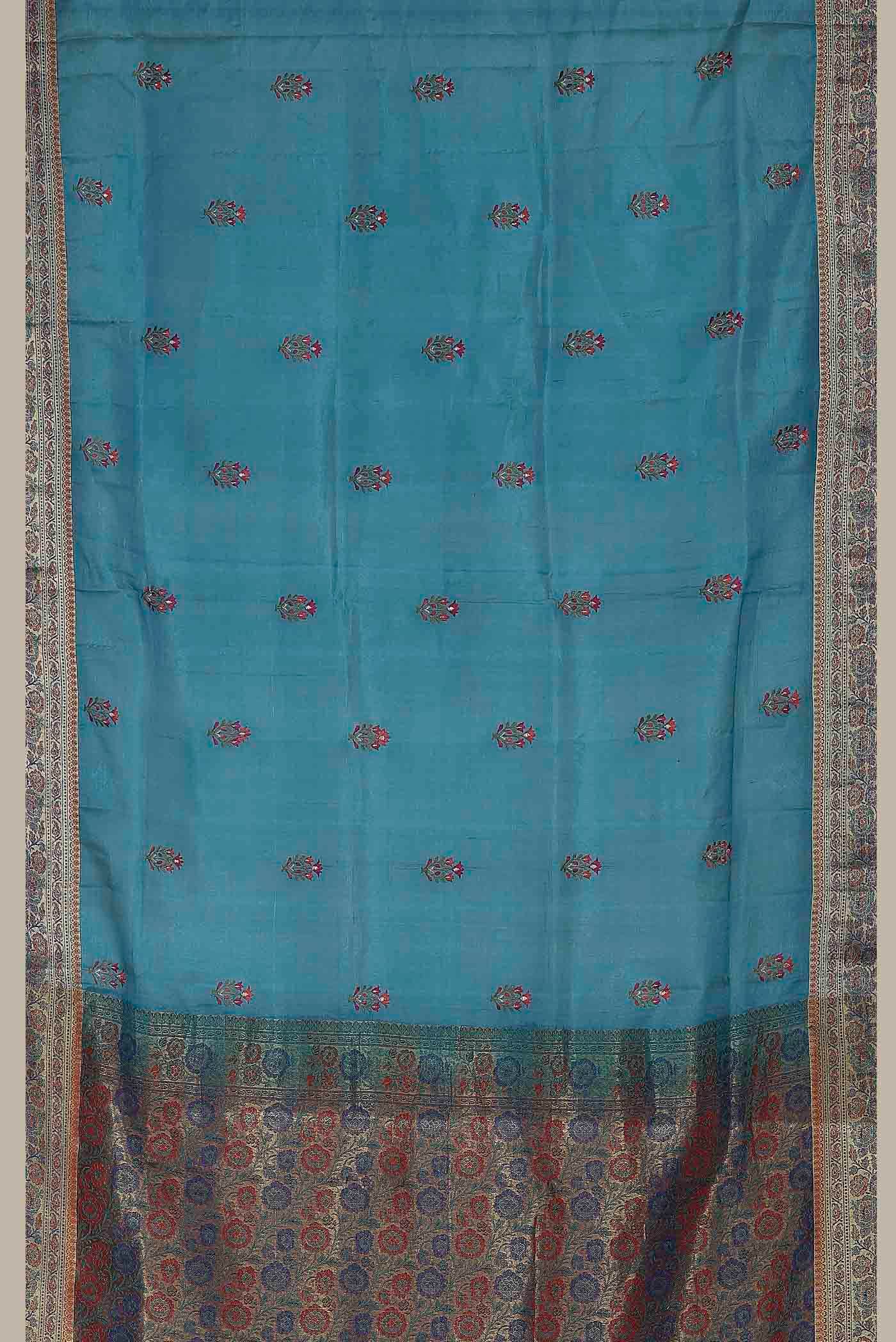 Blue Banarasi Tussar Silk Saree