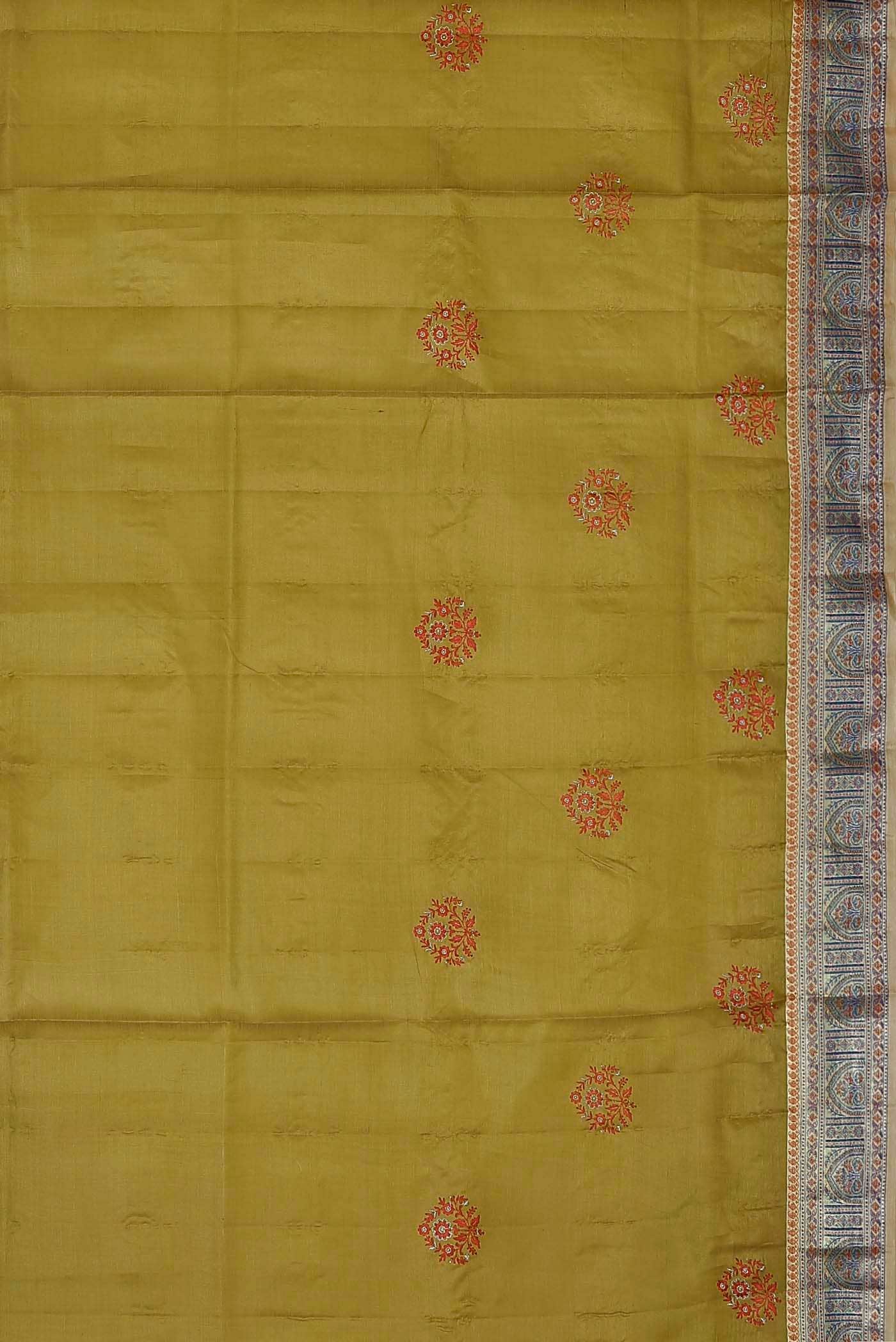 Mehandi Green Banarasi Tussar Silk Saree