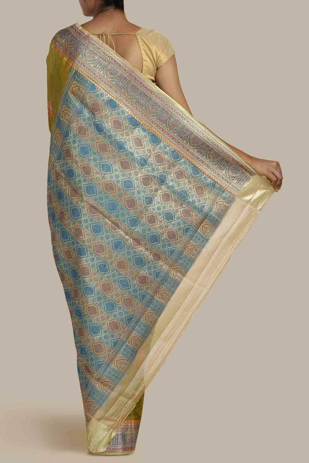 Mehandi Green Banarasi Tussar Silk Saree