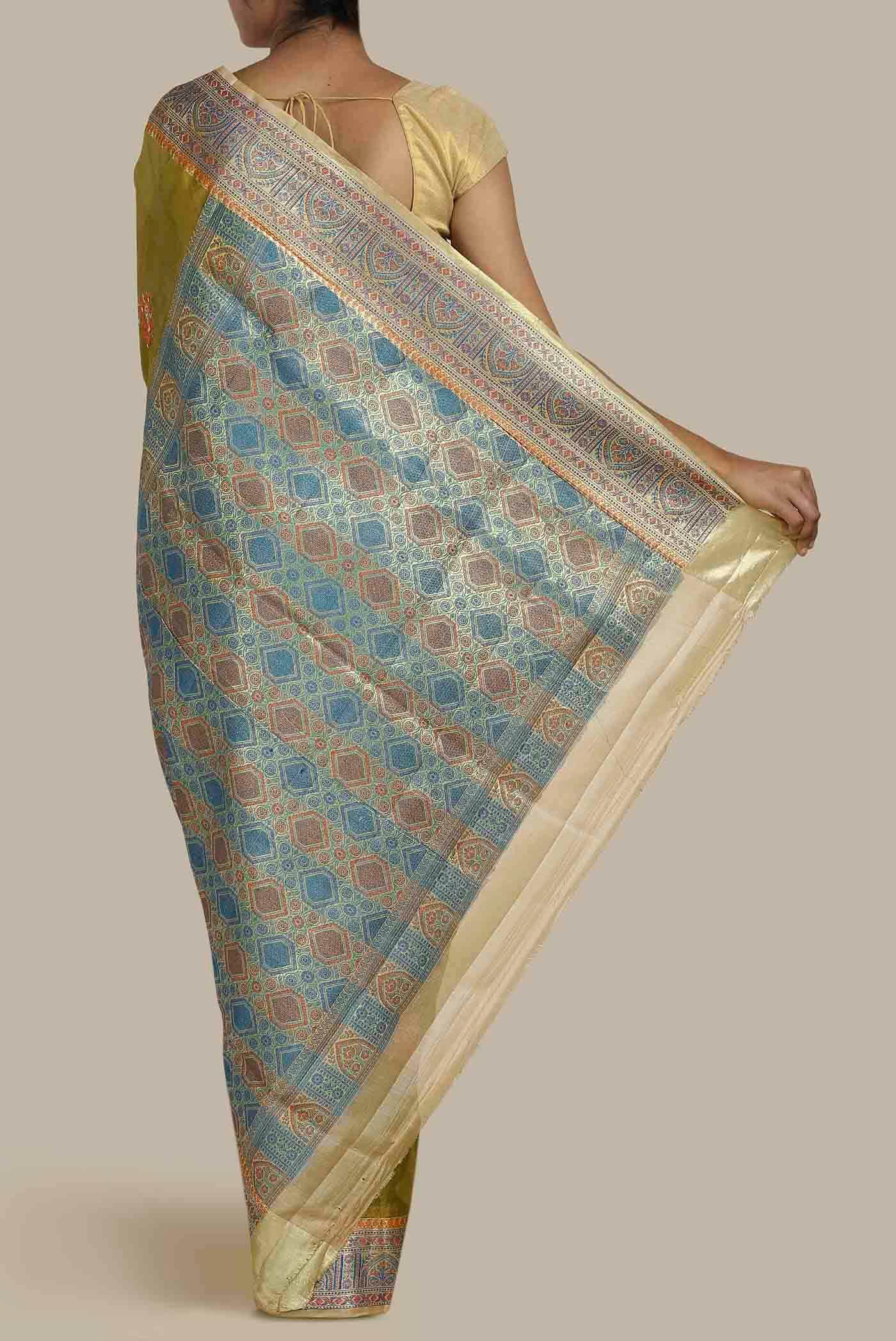 Mehandi Green Banarasi Tussar Silk Saree