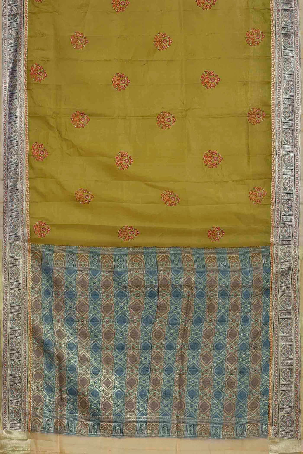 Mehandi Green Banarasi Tussar Silk Saree