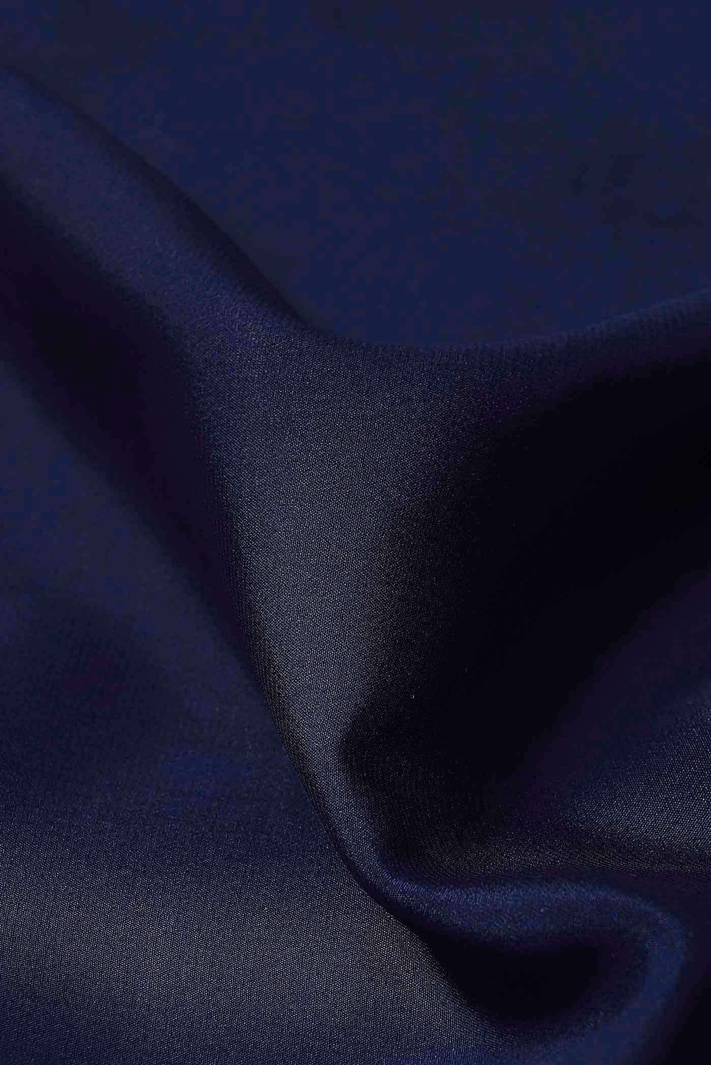 Navy Blue Mysore Crepe Saree