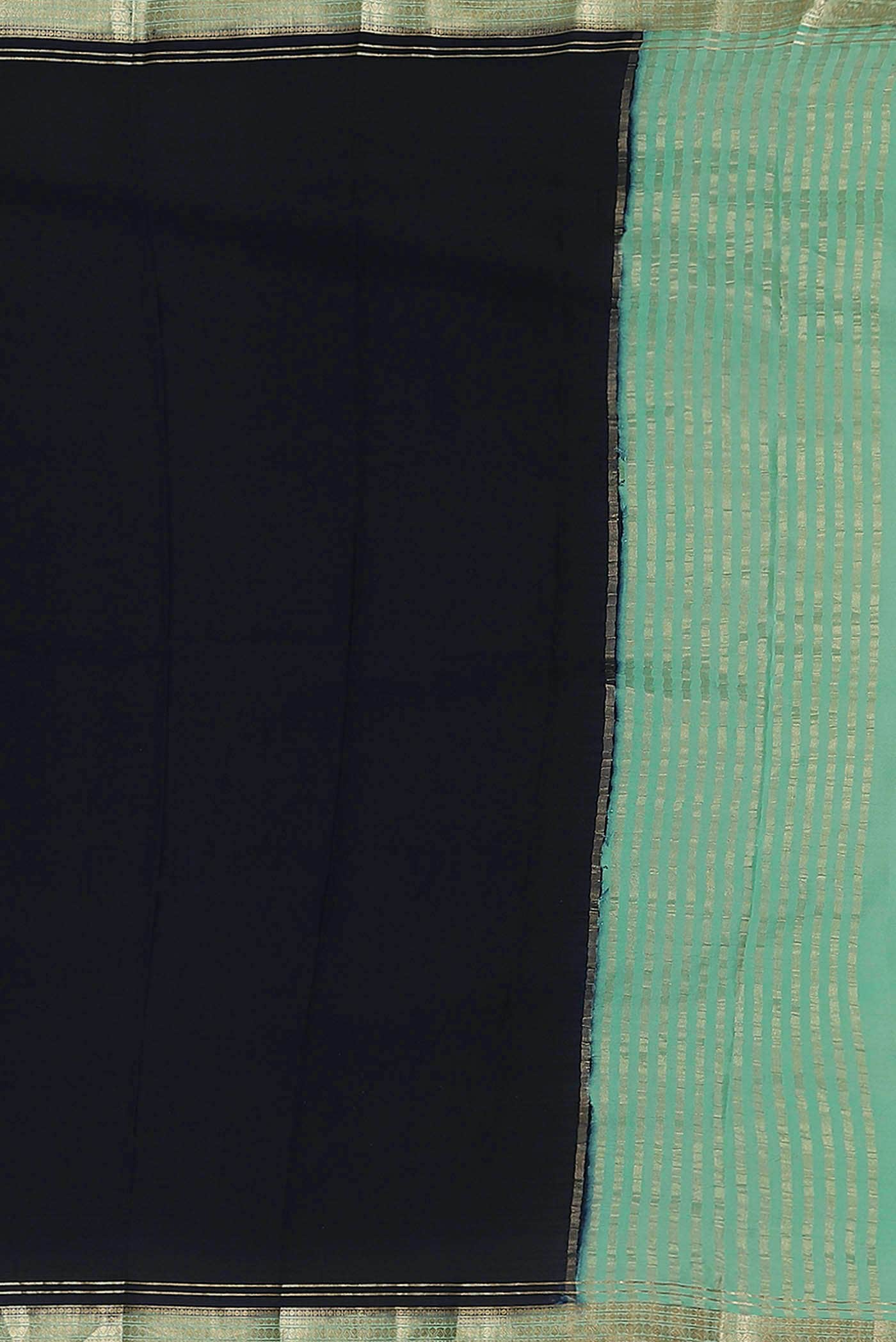 Navy Blue Mysore Crepe Saree