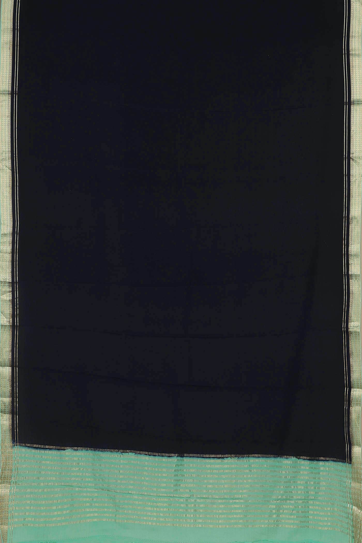Navy Blue Mysore Crepe Saree
