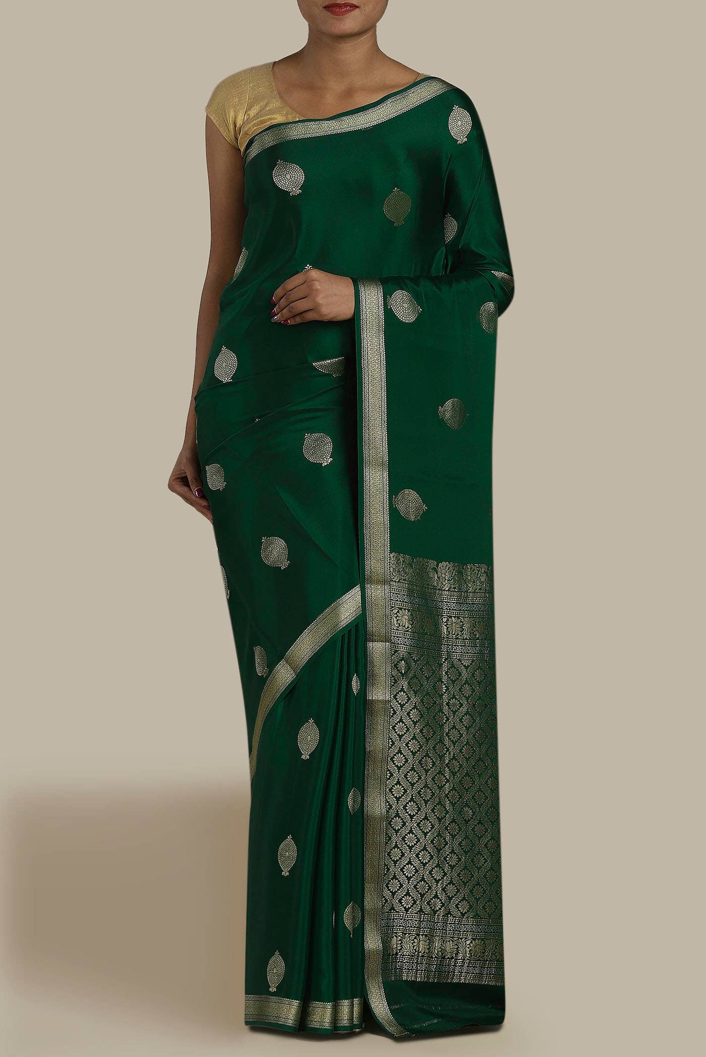 Green Mysore Crepe Saree