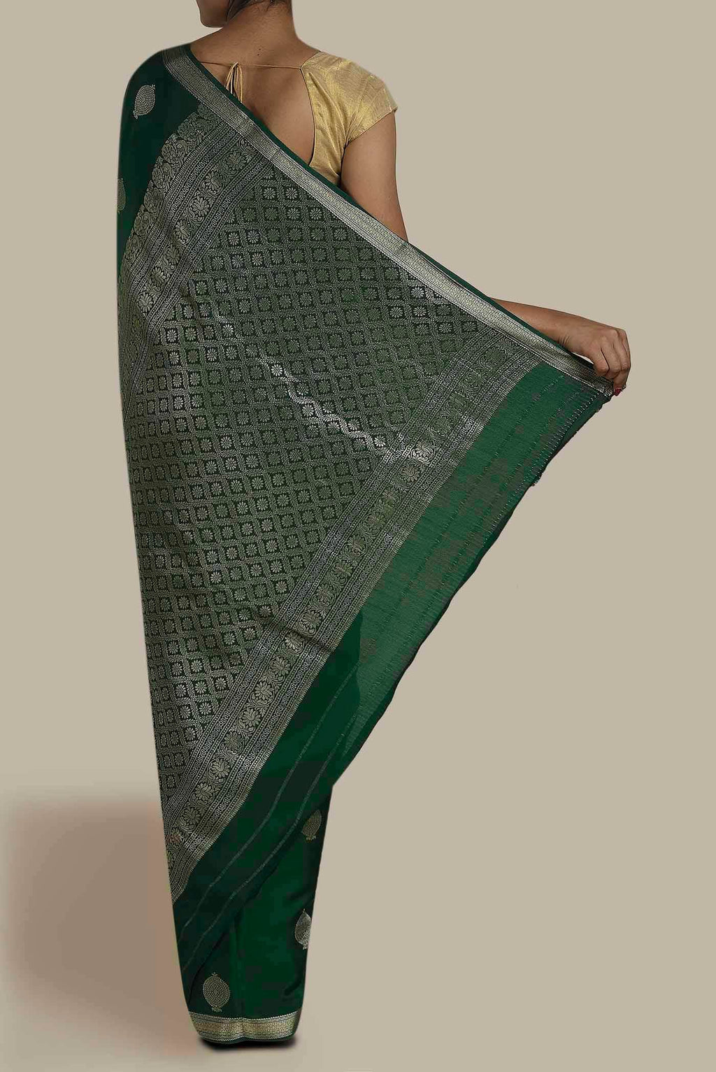 Green Mysore Crepe Saree