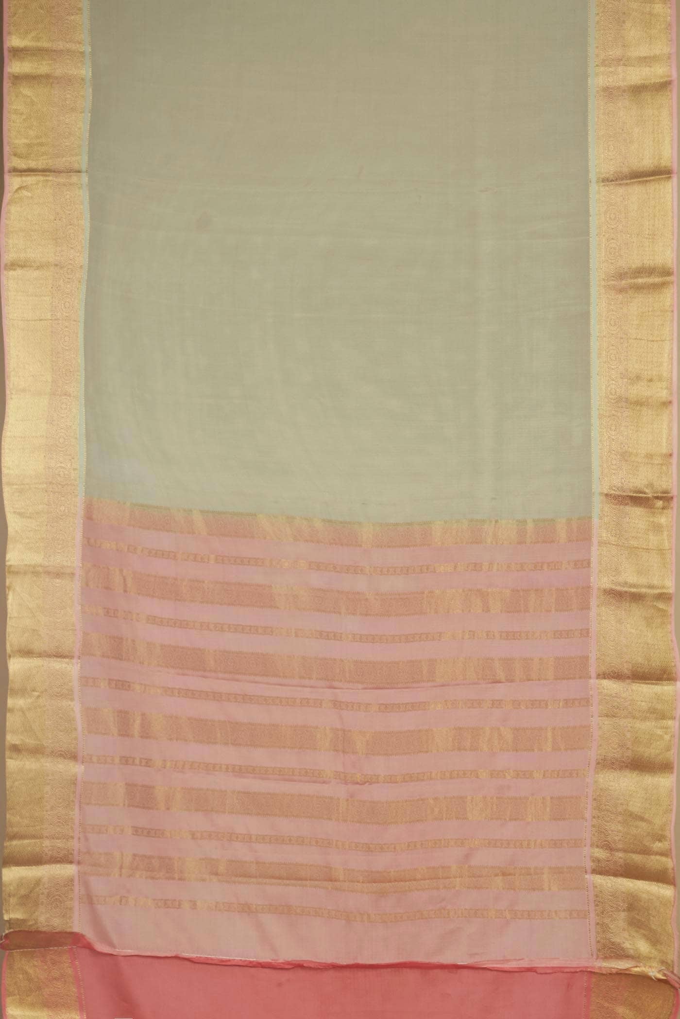 Beige Mysore Crepe Saree