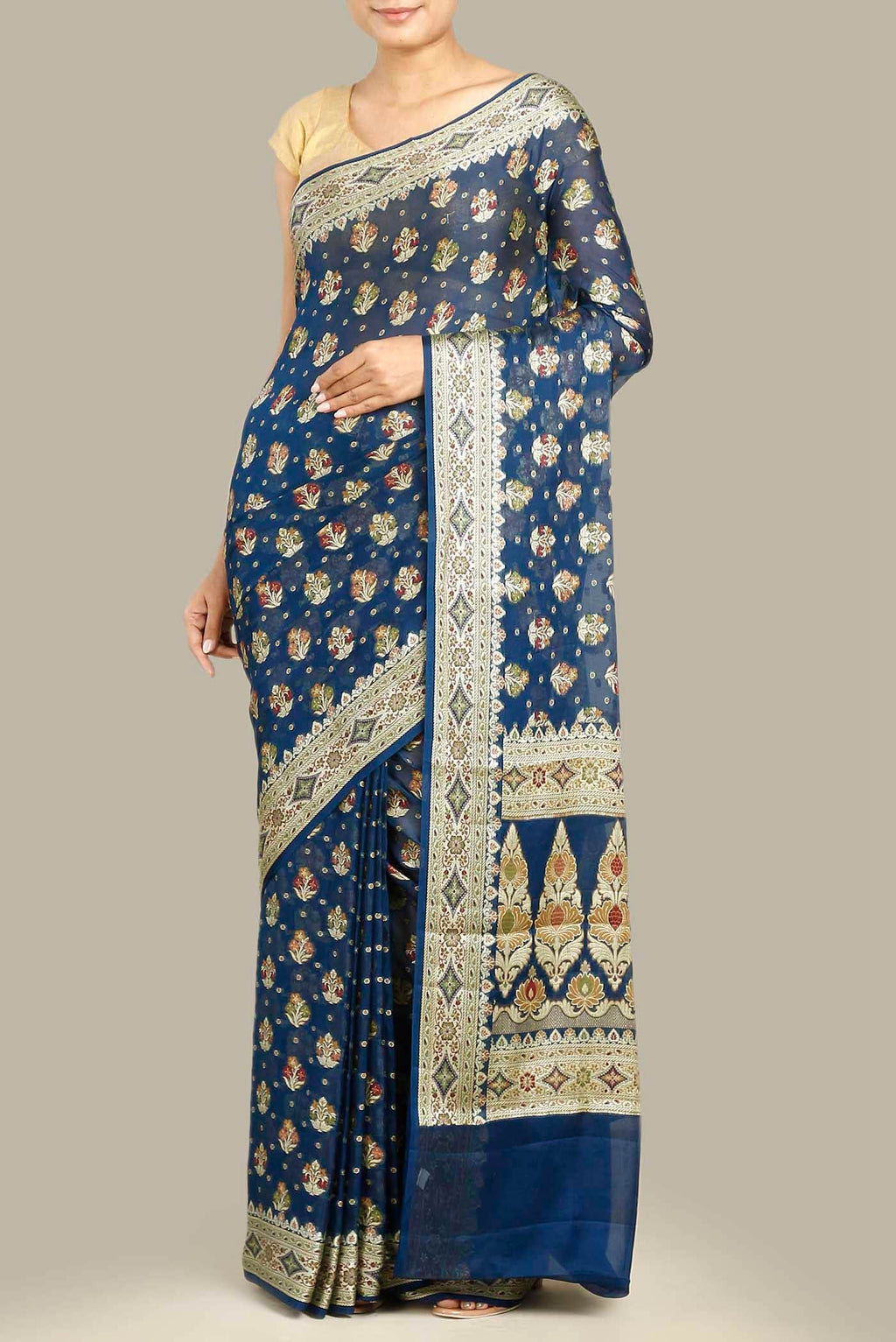 Blue Banarasi Georgette Saree