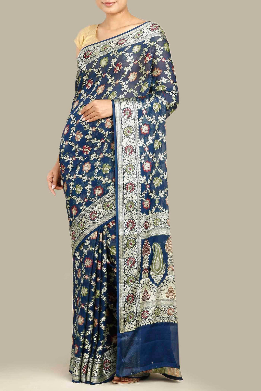Blue Banarasi Georgette Saree
