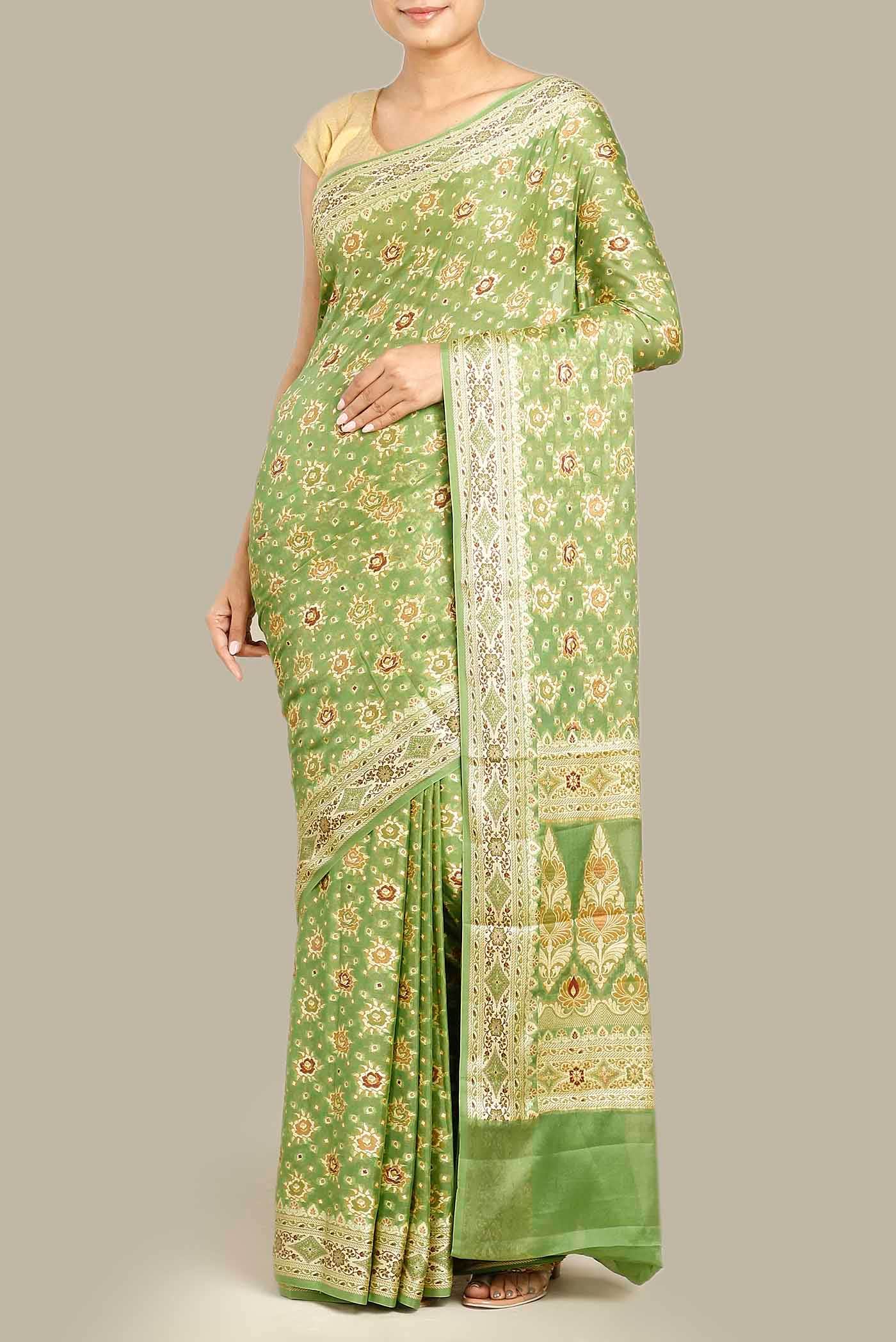 Green Banarasi Georgette Saree