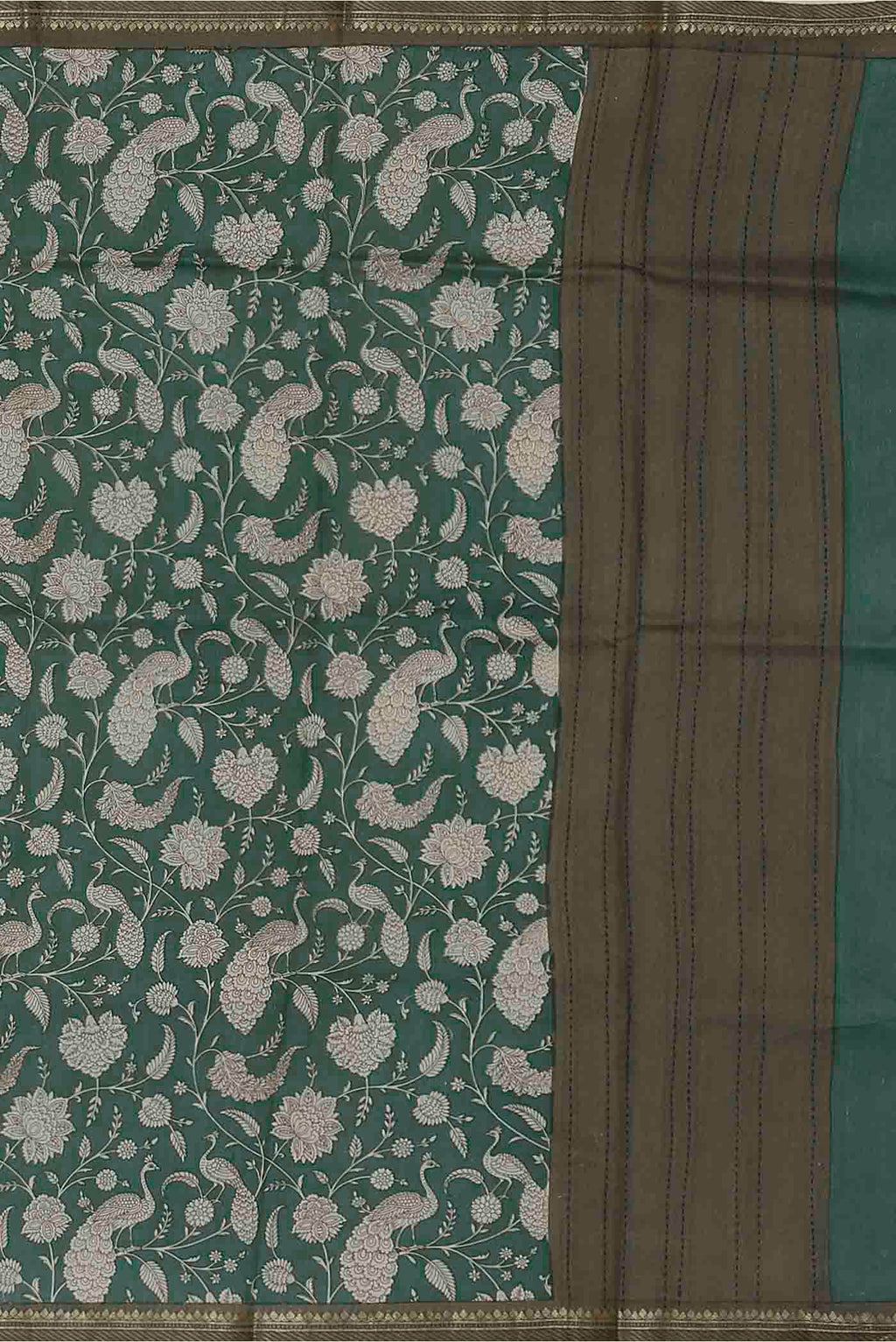 Green Bhagalpuri Tussar Silk Saree