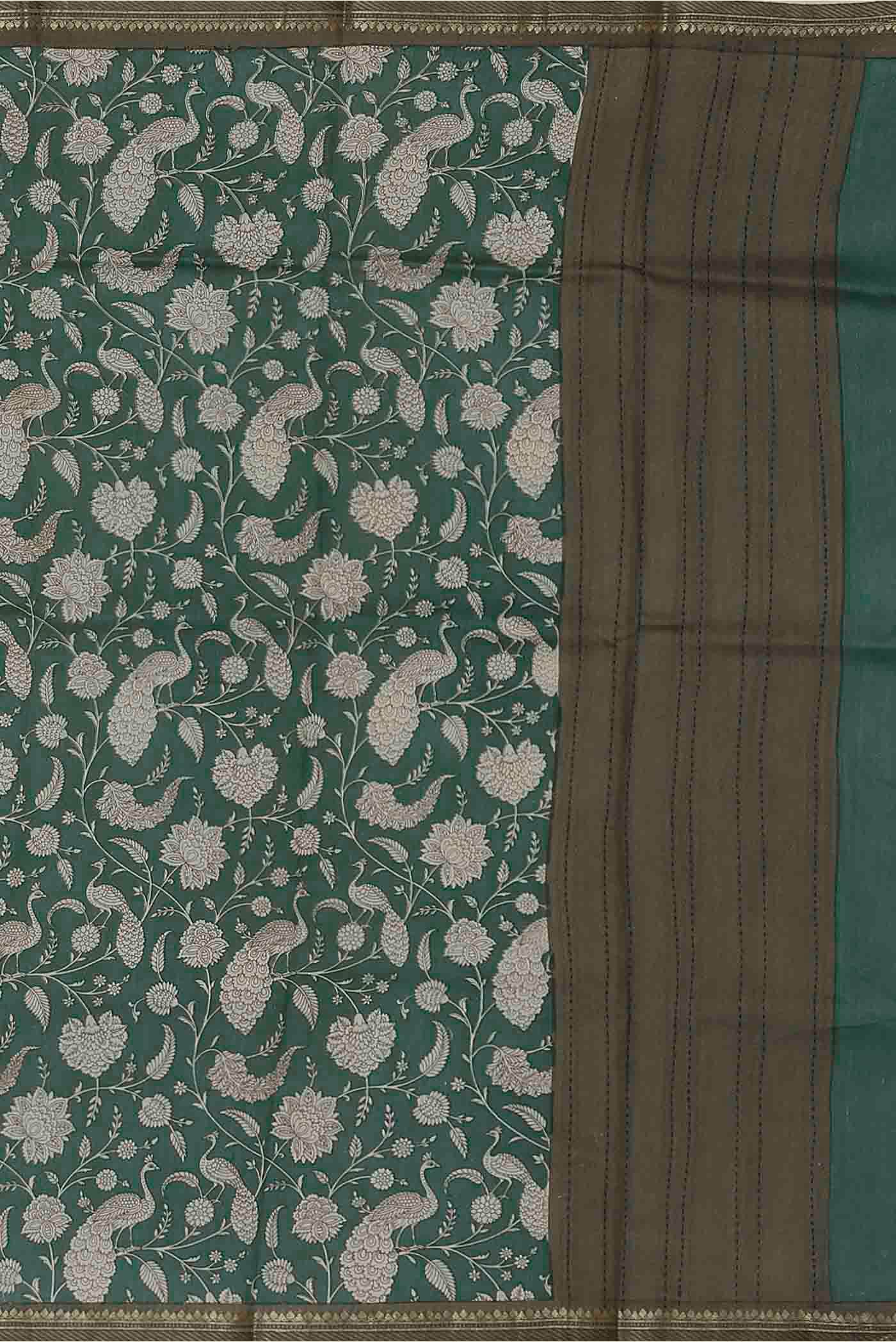 Green Bhagalpuri Tussar Silk Saree
